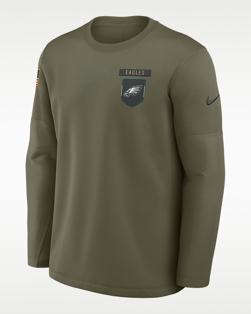 Philadelphia Eagles Salute to Service Sideline Triumphant Win Coach Men's Nike NFL Pullover Crew 1