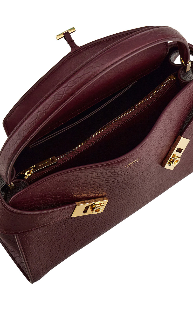 Small Hug Leather Shoulder Bag burgundy 5