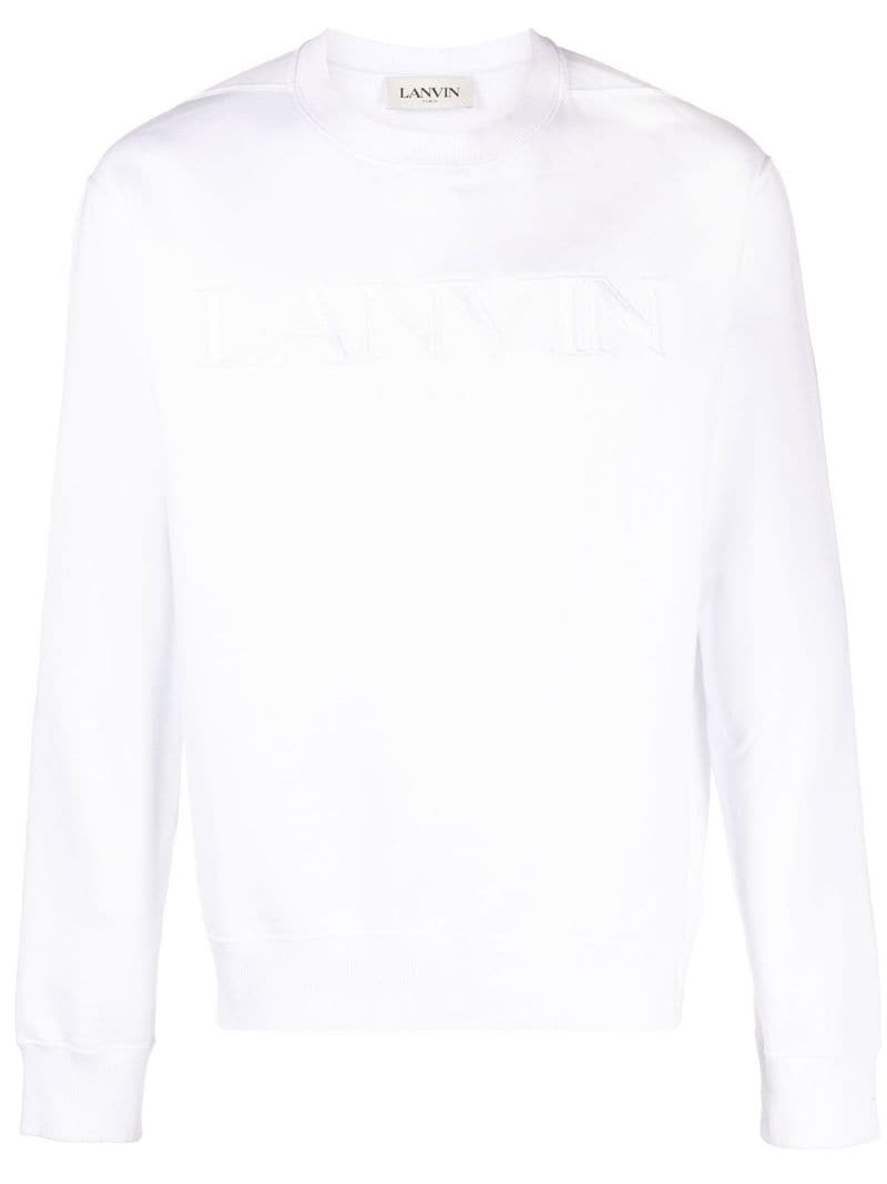 White Embroidered Logo Sweatshirt - 1