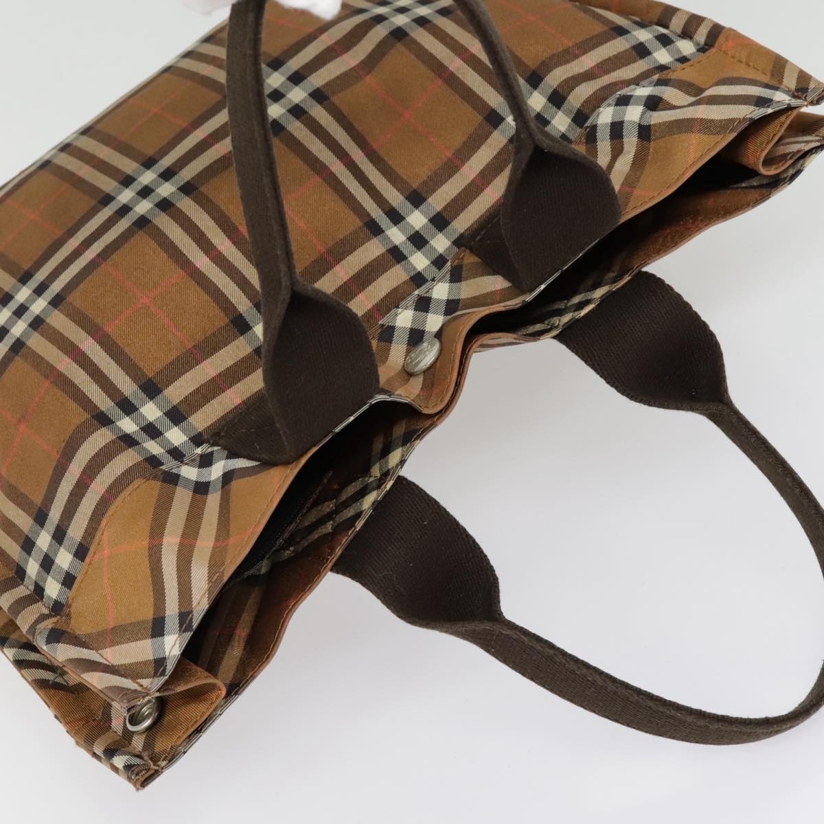 Burberry Nova Check Blue Label Tote Bag Nylon Brown - 6