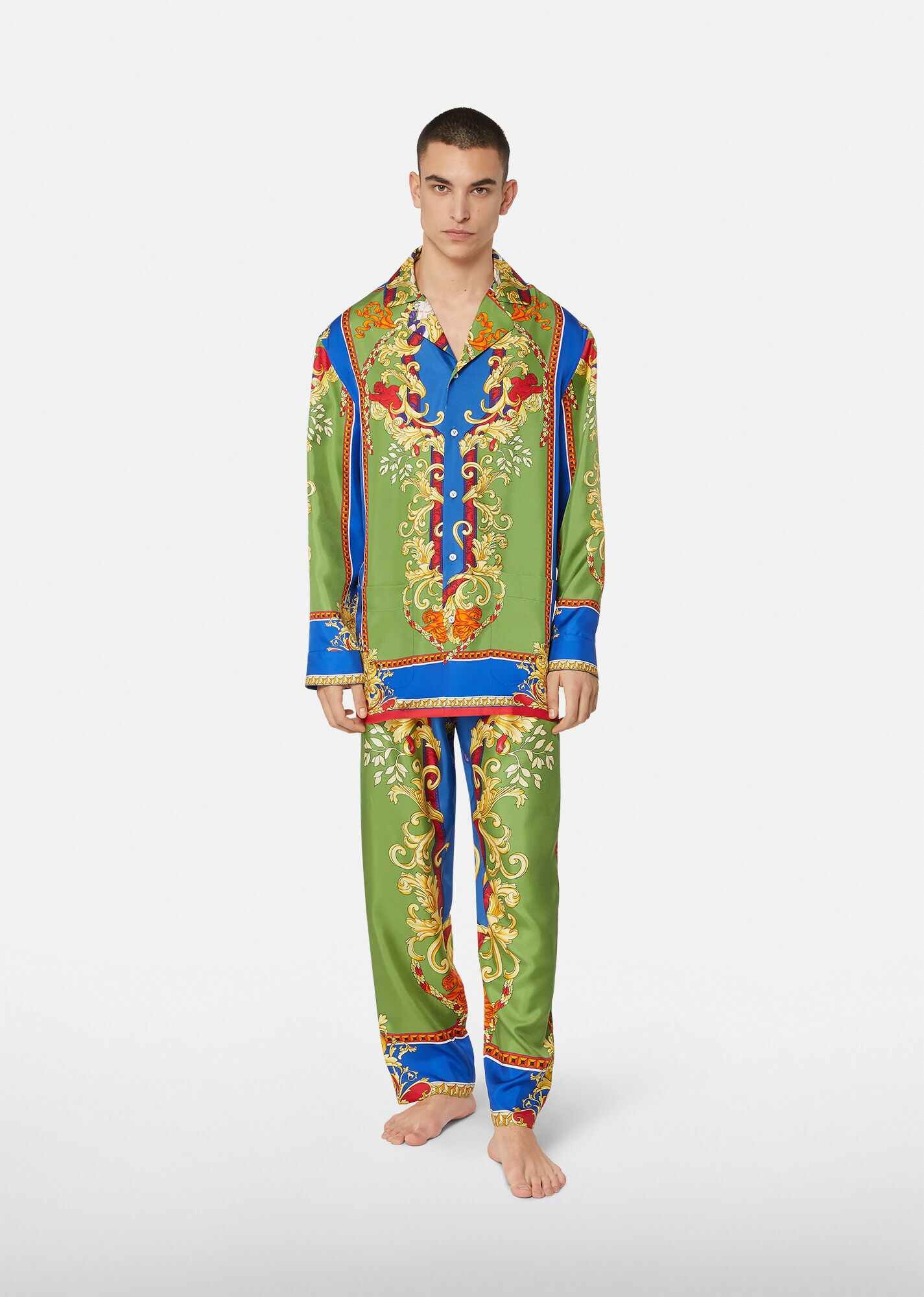 Medusa Renaissance Print Silk Pajama Pants - 4