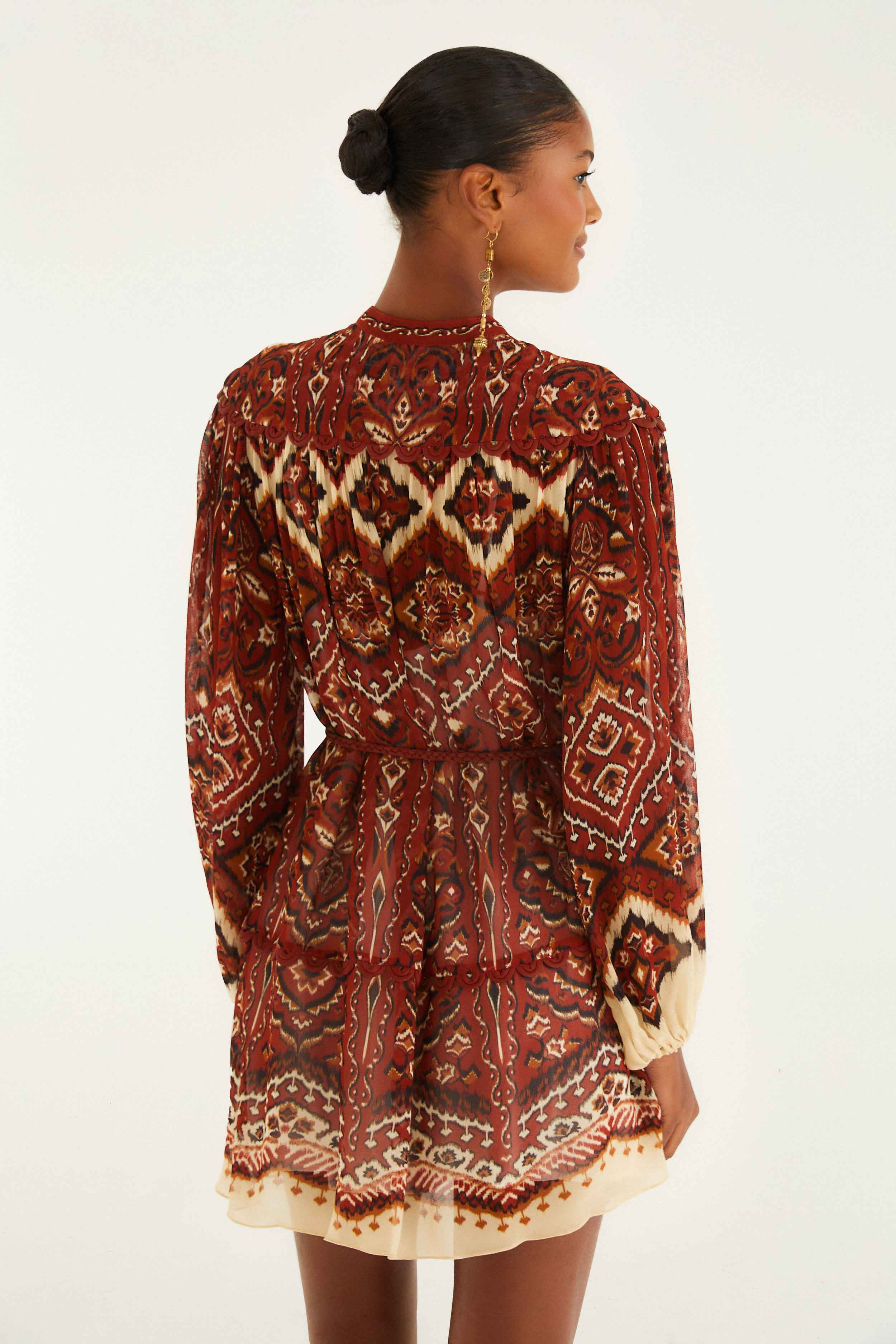 Sand Ainika Pineapple Tapestry Long Sleeve Mini Dress - 4
