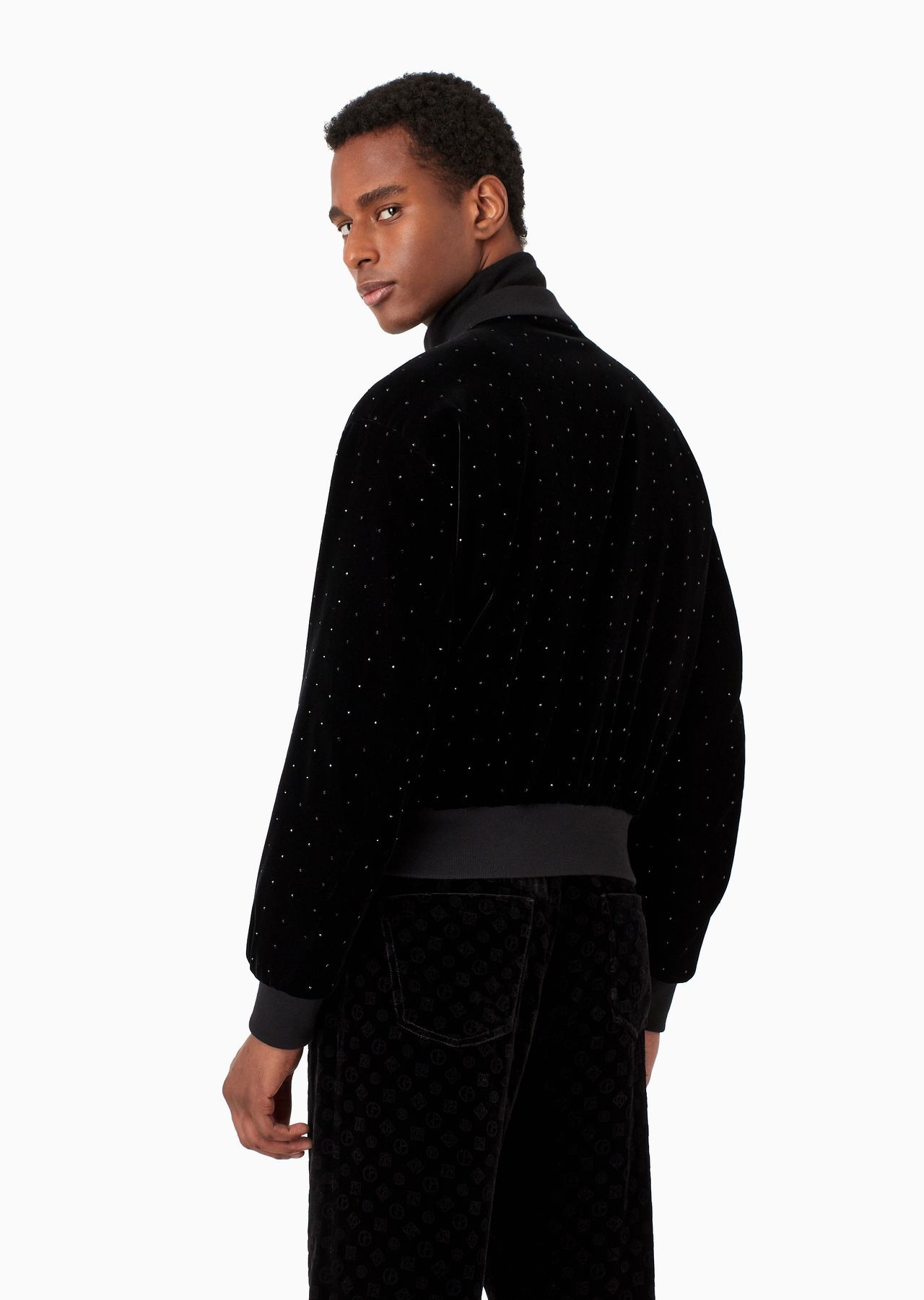 Giorgio’s velvet bomber jacket with rhinestone details - 3