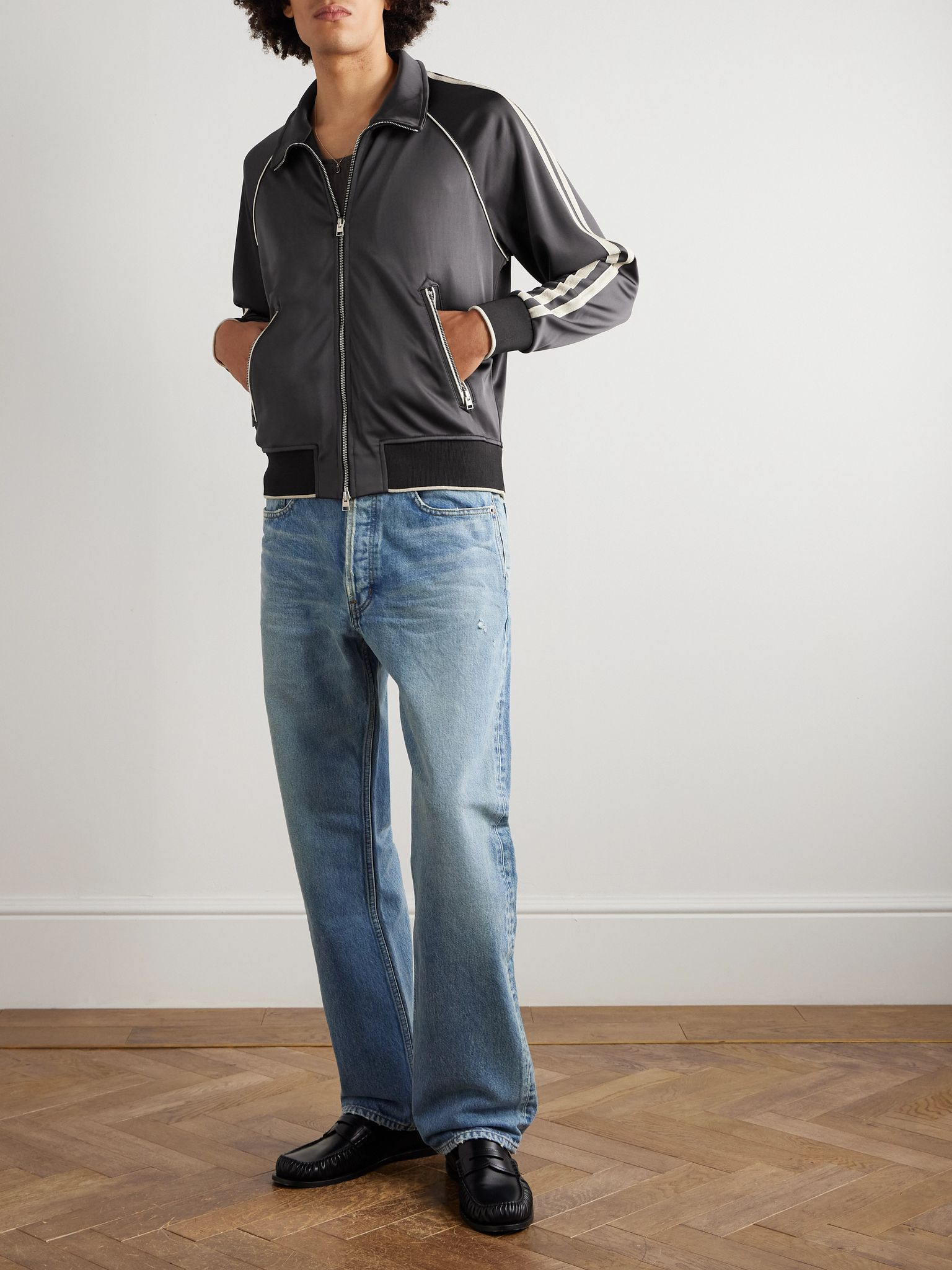Striped Jersey Track Jacket Black - 2
