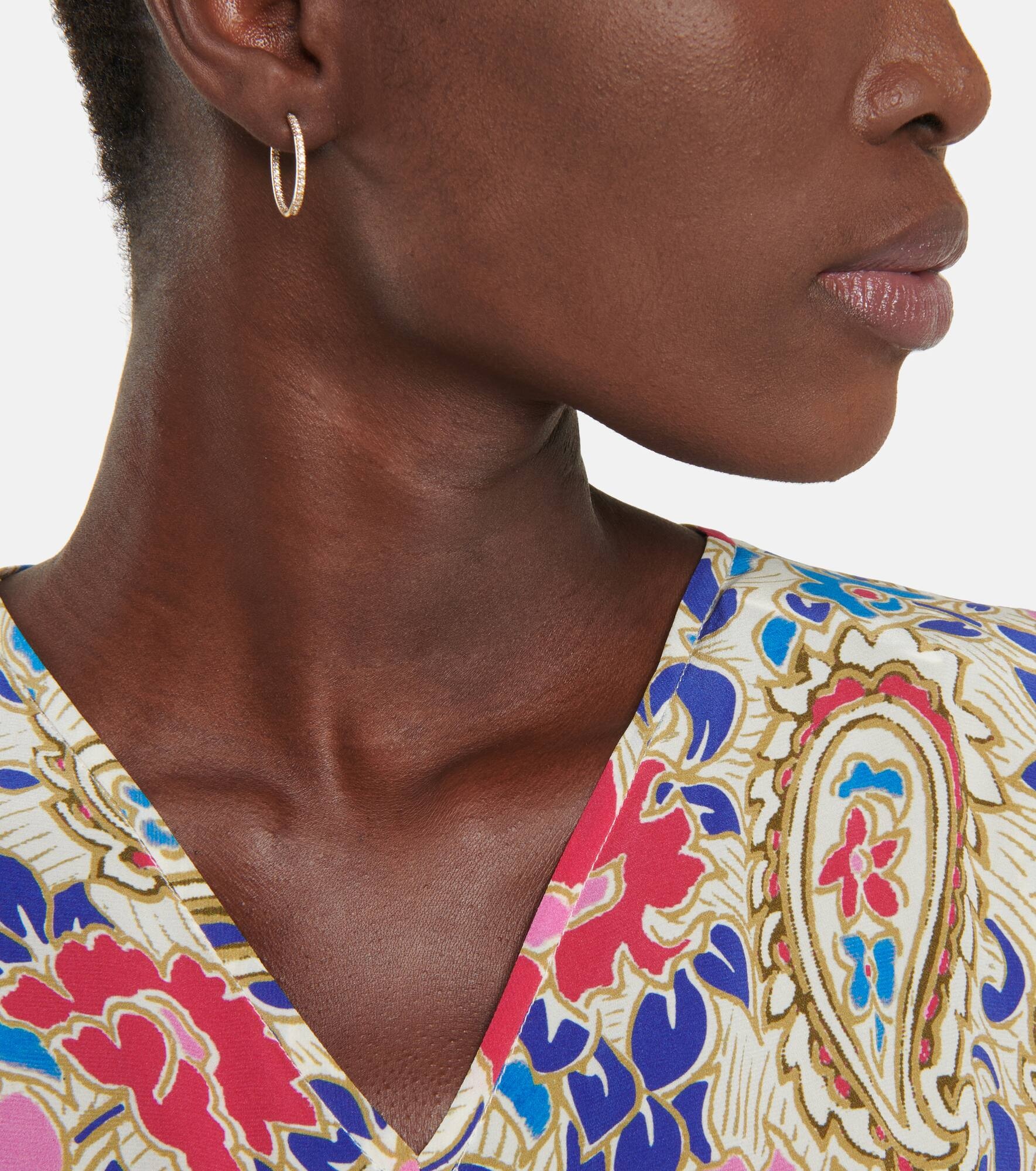 14kt gold hoop earrings with diamonds - 5