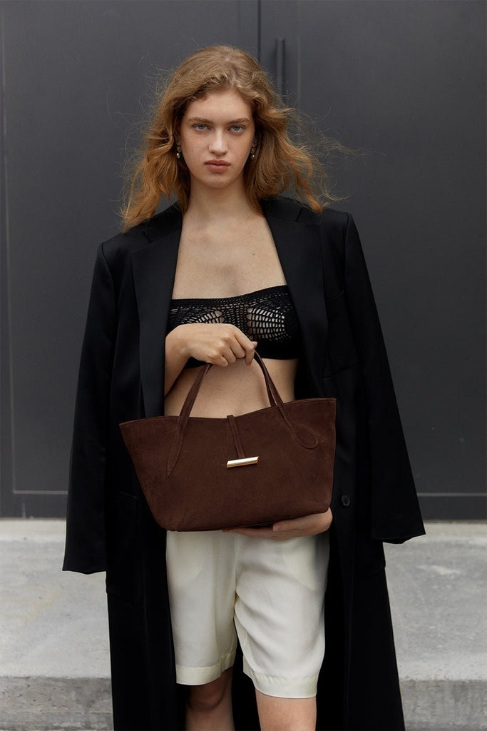 PETITE PENNE TOTE SUEDE DARK BROWN - 3