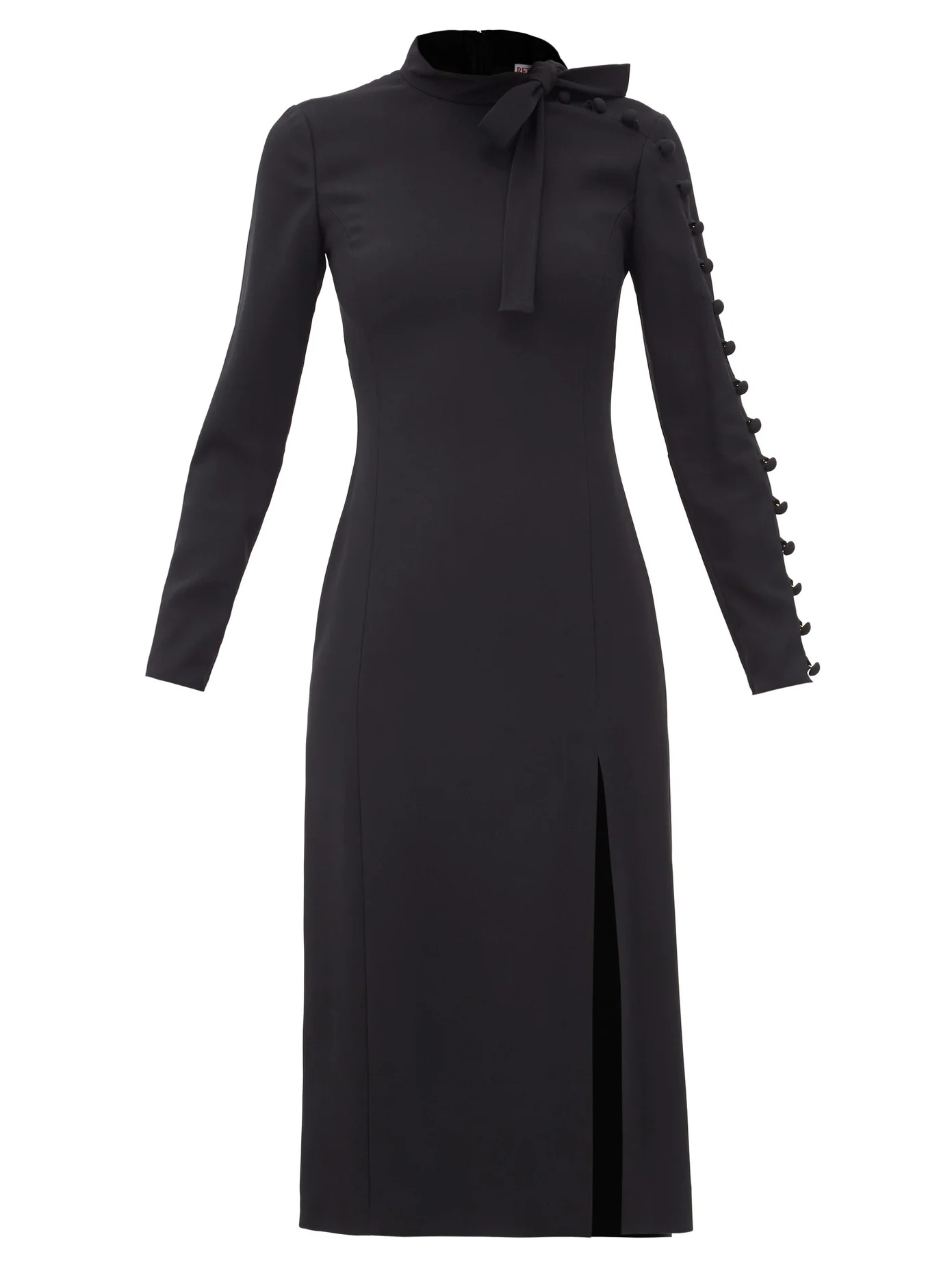 Tie-neck crepe midi dress - 1