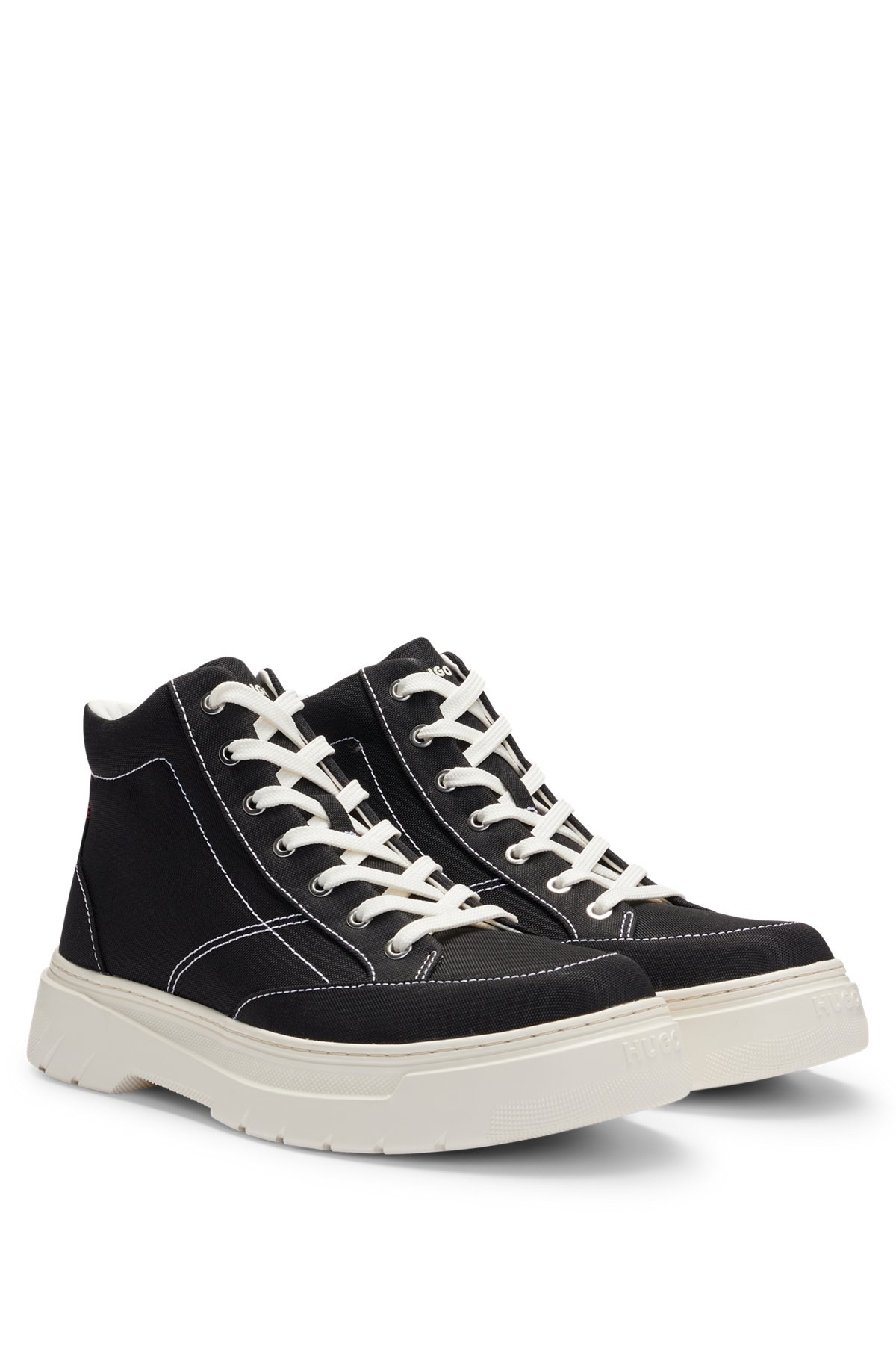 HIGH-TOP TRAINERS WITH RED STACKED-LOGO BADGE - 2