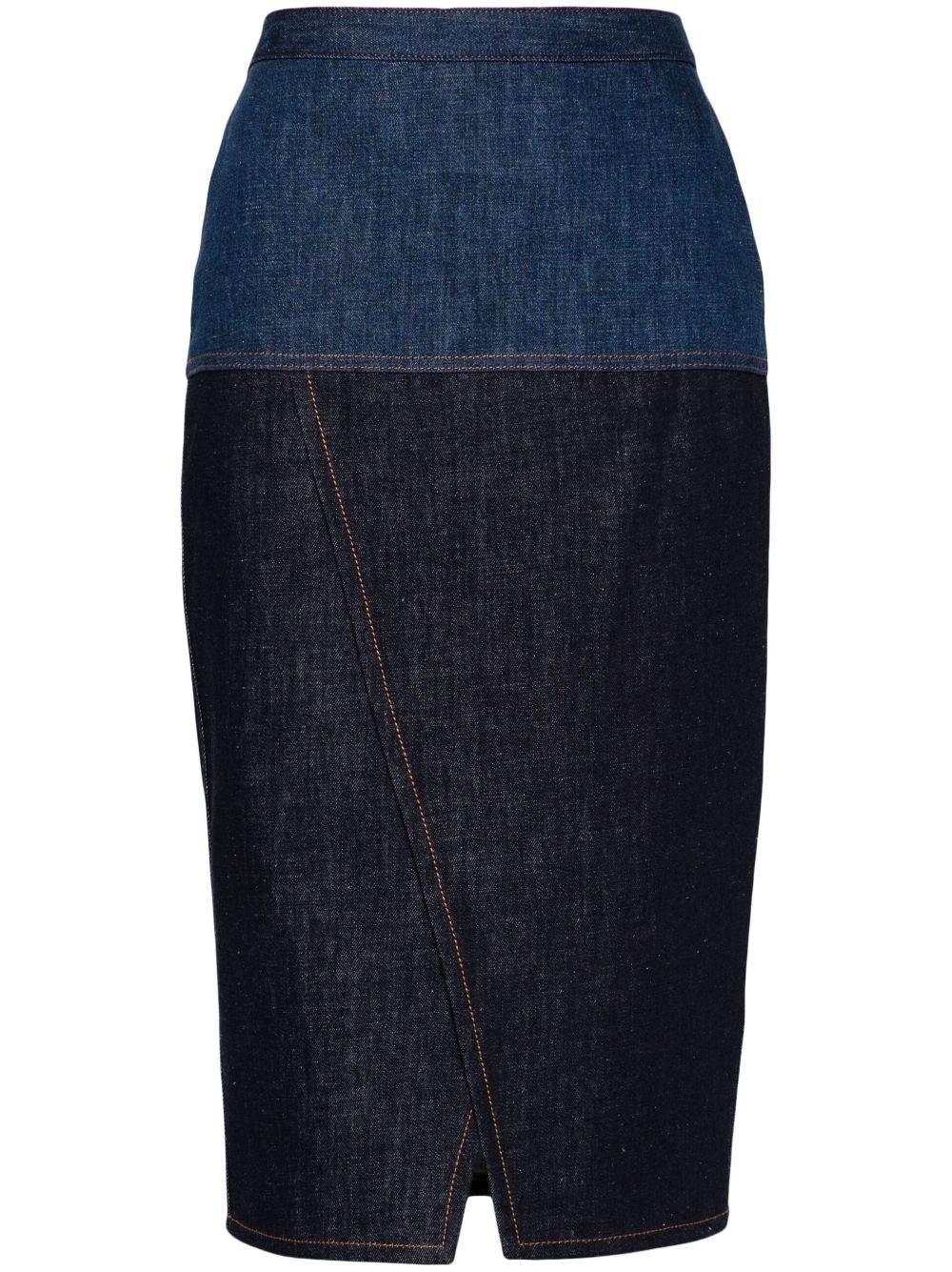 Bicolor denim midi skirt - 1