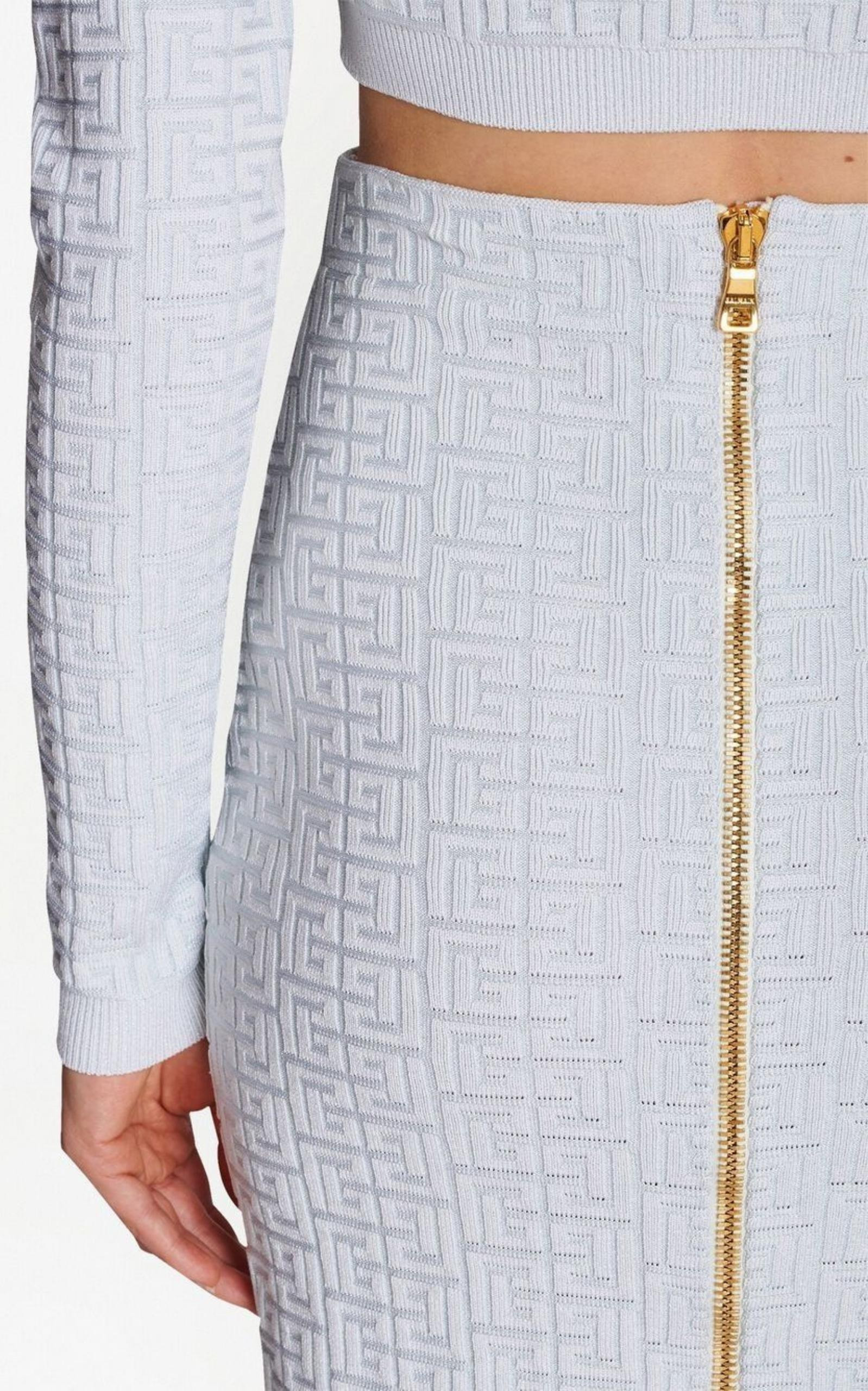 Embossed Monogram Midi Skirt - 6