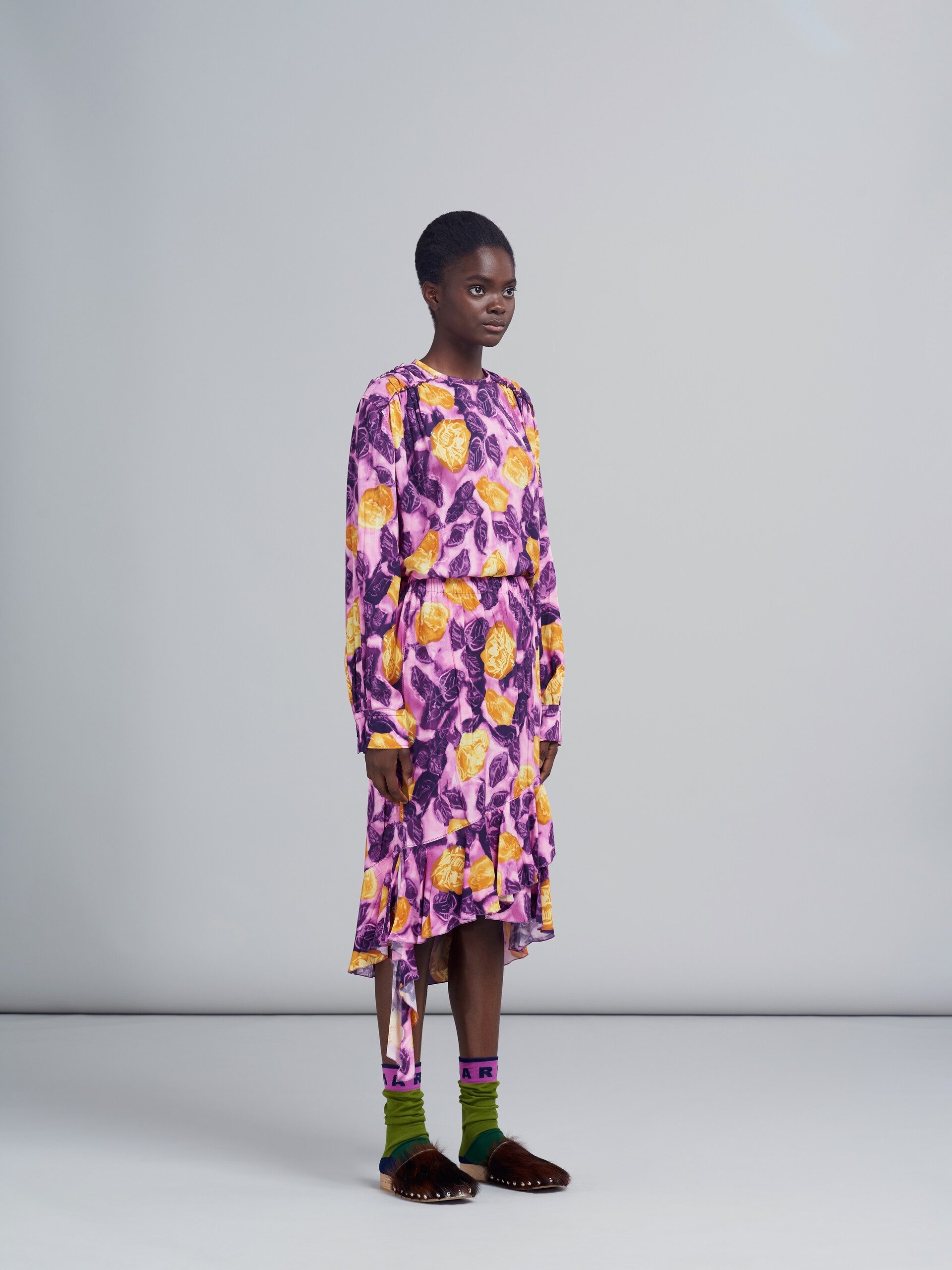 MORNING BLOSSOM PRINT VISCOSE SABLÈ SKIRT - 5