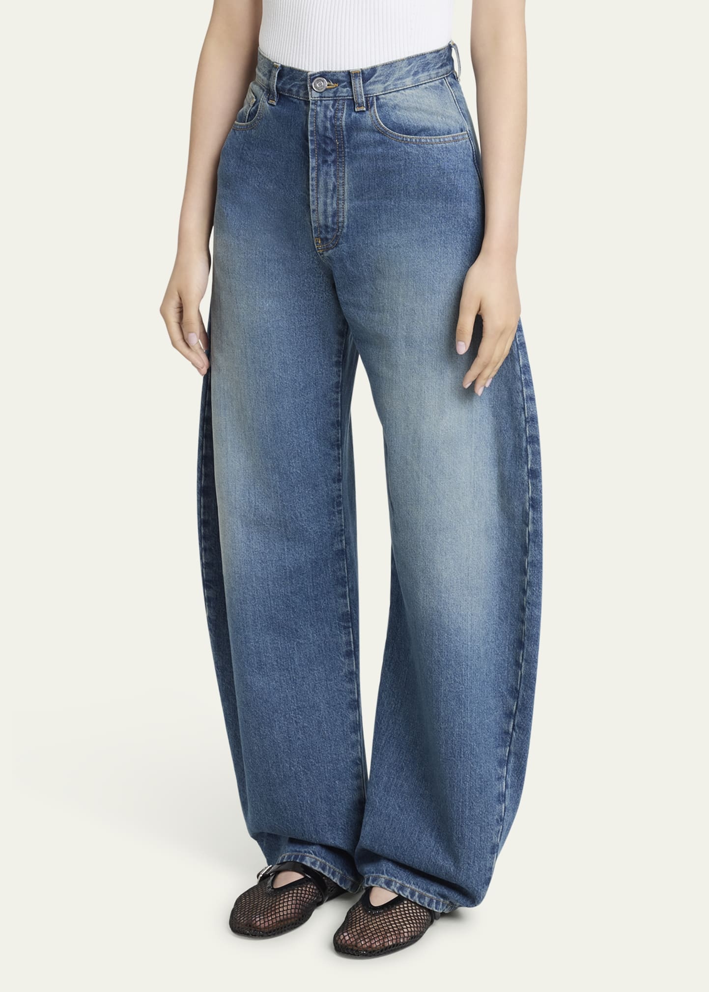 Mid-Rise Wide-Leg Barrel Jeans - 4