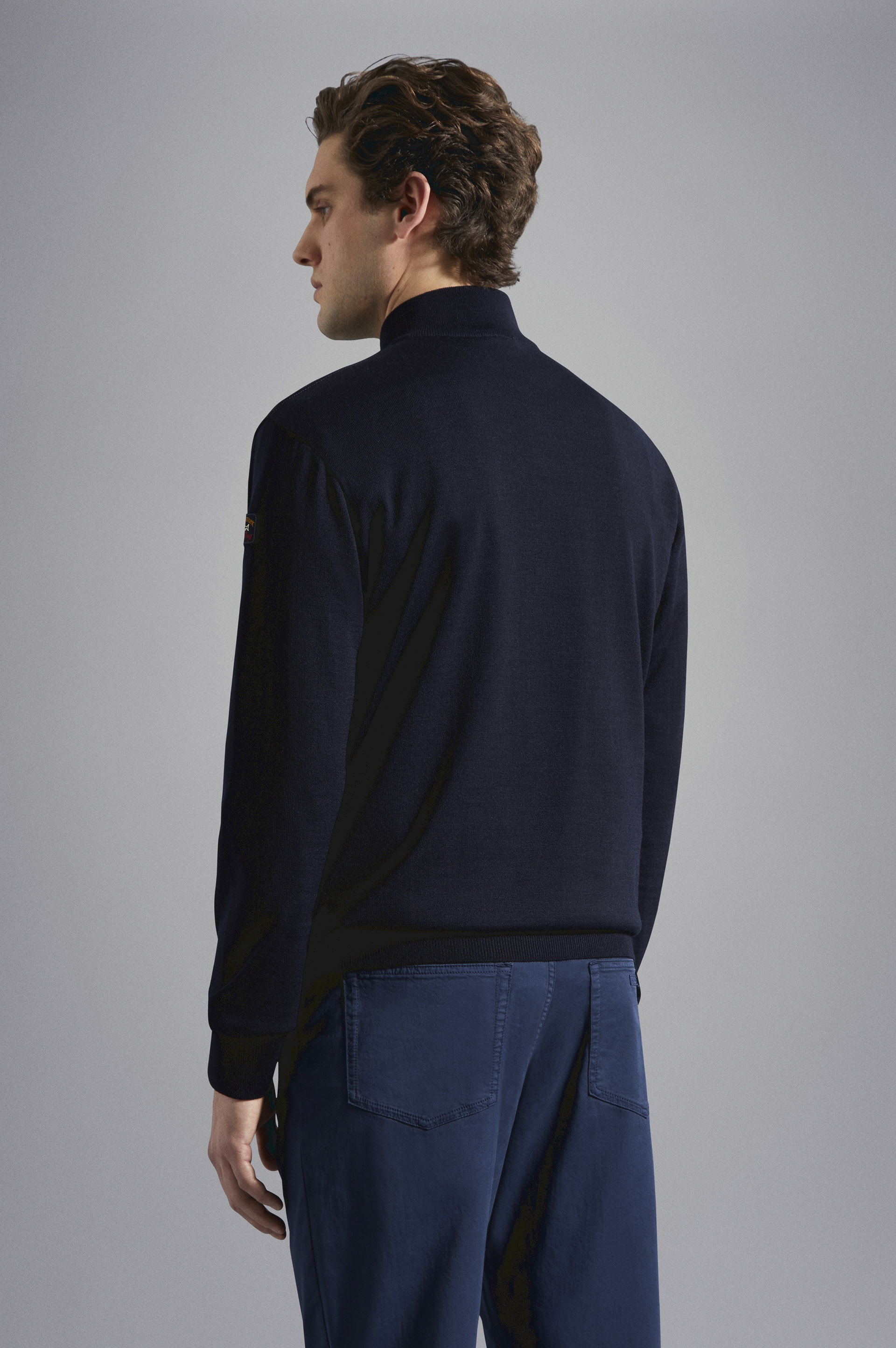 MERINO WOOL HALF ZIP SWEATER WITH ICONIC BADGE - 3