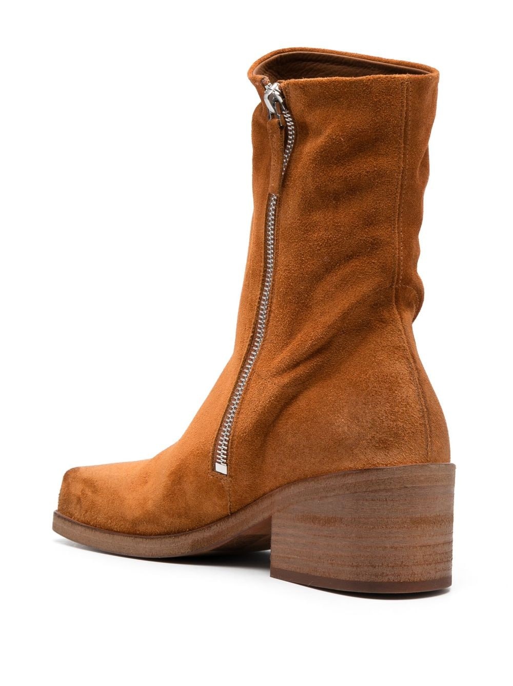 square-toe suede calf-high boots - 3
