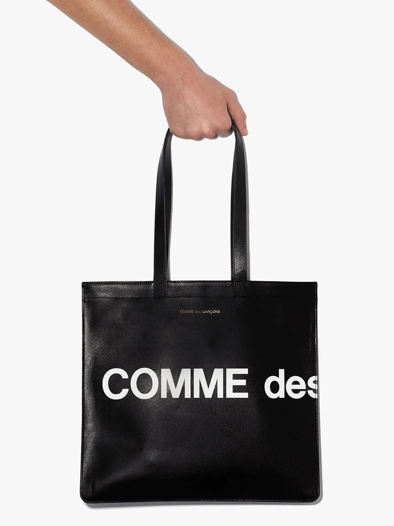 logo-print leather tote bag 6