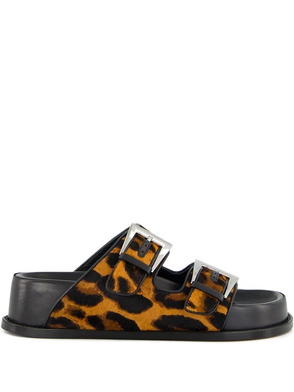 leopard-print flat sandals - 1