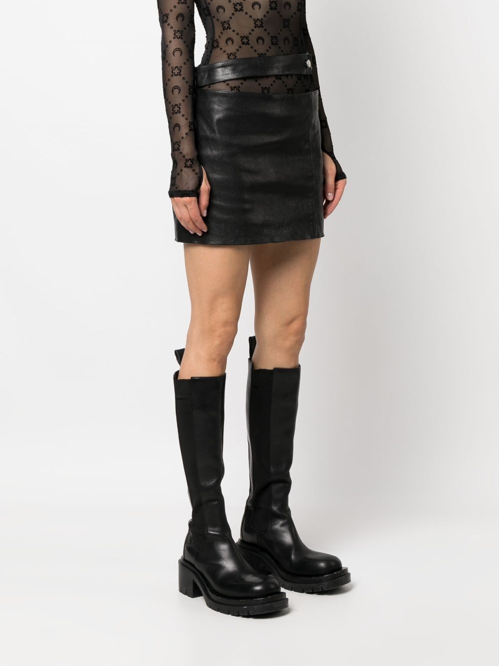 low-rise leather miniskirt - 3