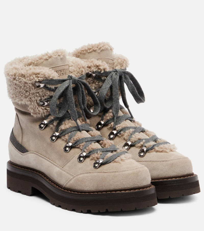 Shearling-lined suede lace-up boots 1