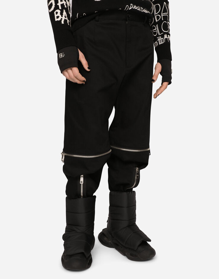 Cotton drill pants with zipped details - 4