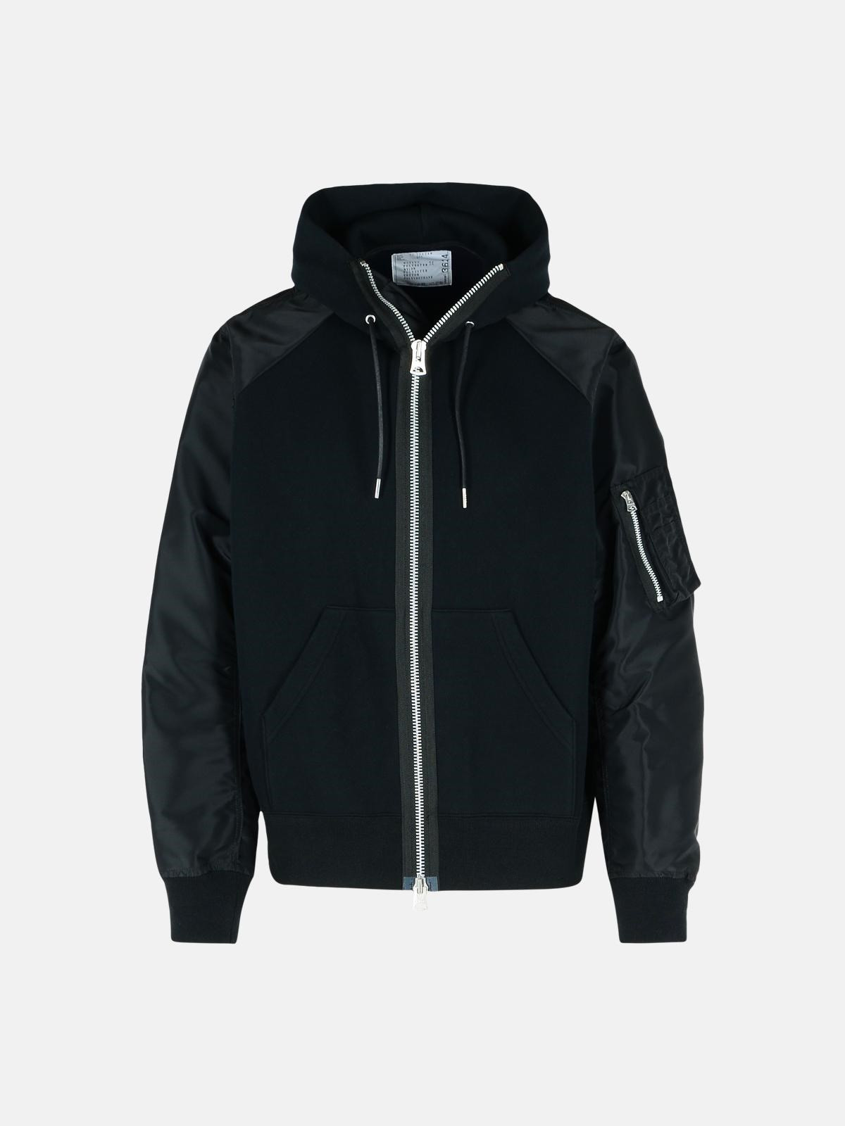 BLACK COTTON BLEND SWEATSHIRT - 1