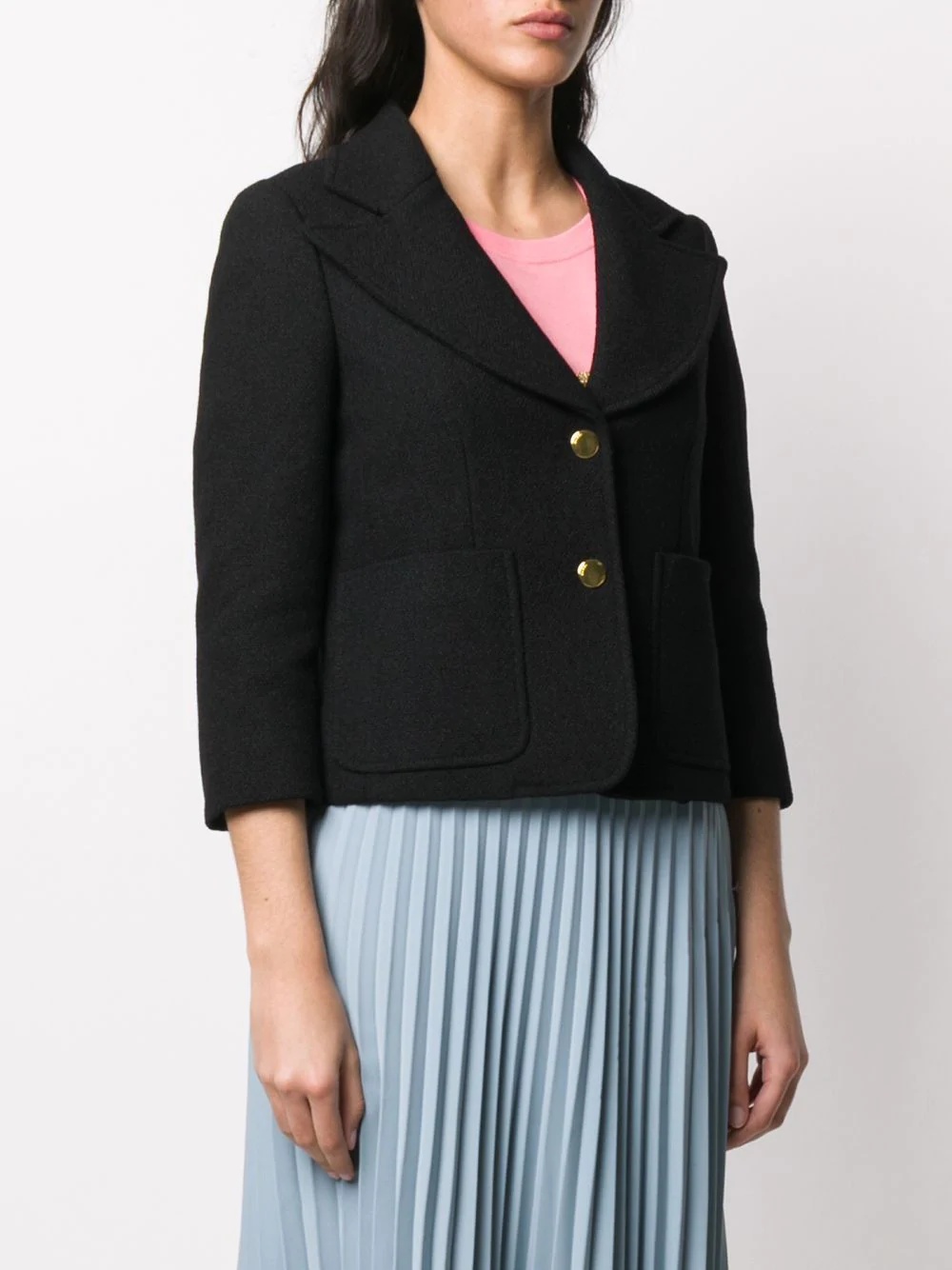 three-quarter-length sleeve bouclé blazer - 3