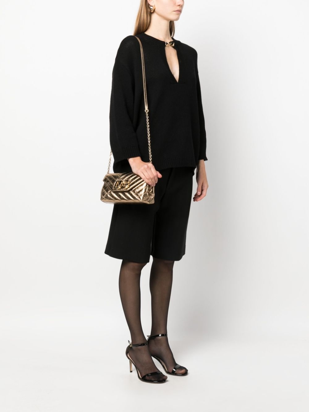 logo-plaque quilted leather shoulder bag - 2