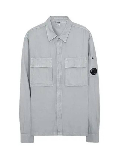 C.P. Company Broken Cotton Linen Lens Button Long-Sleeve Shirt Grey outlook