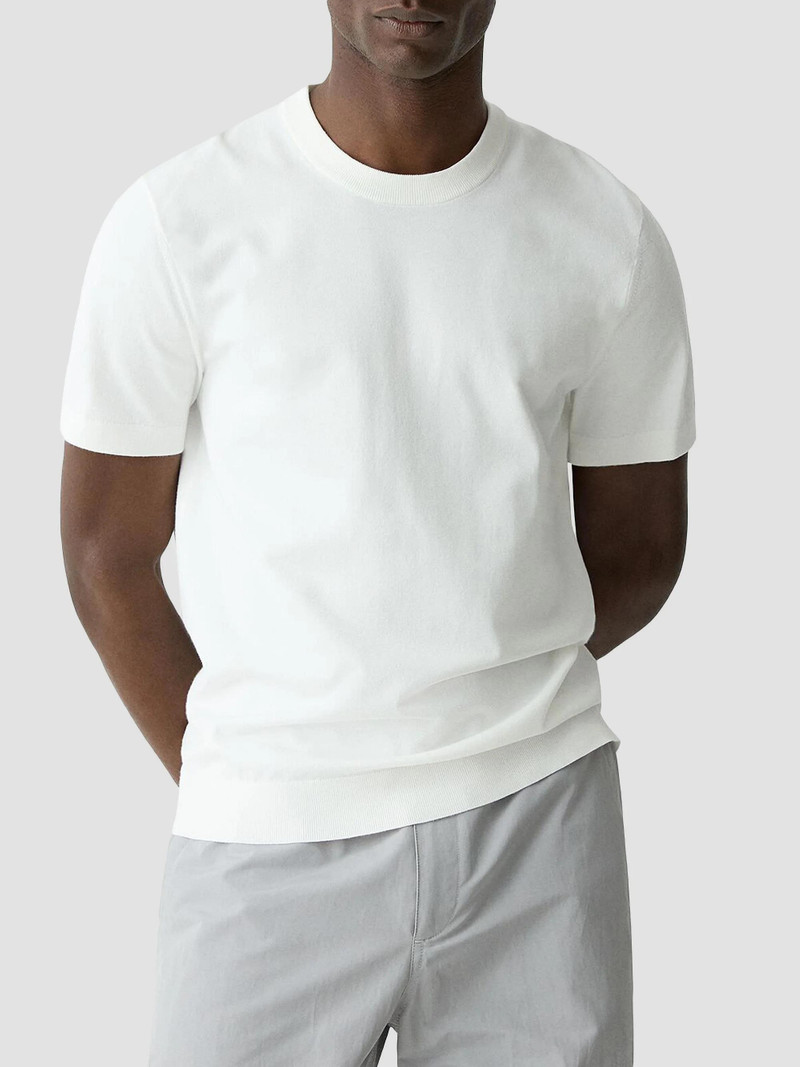 Men's Soris Knit Crewneck Elasticized Hem T-Shirt - White 3