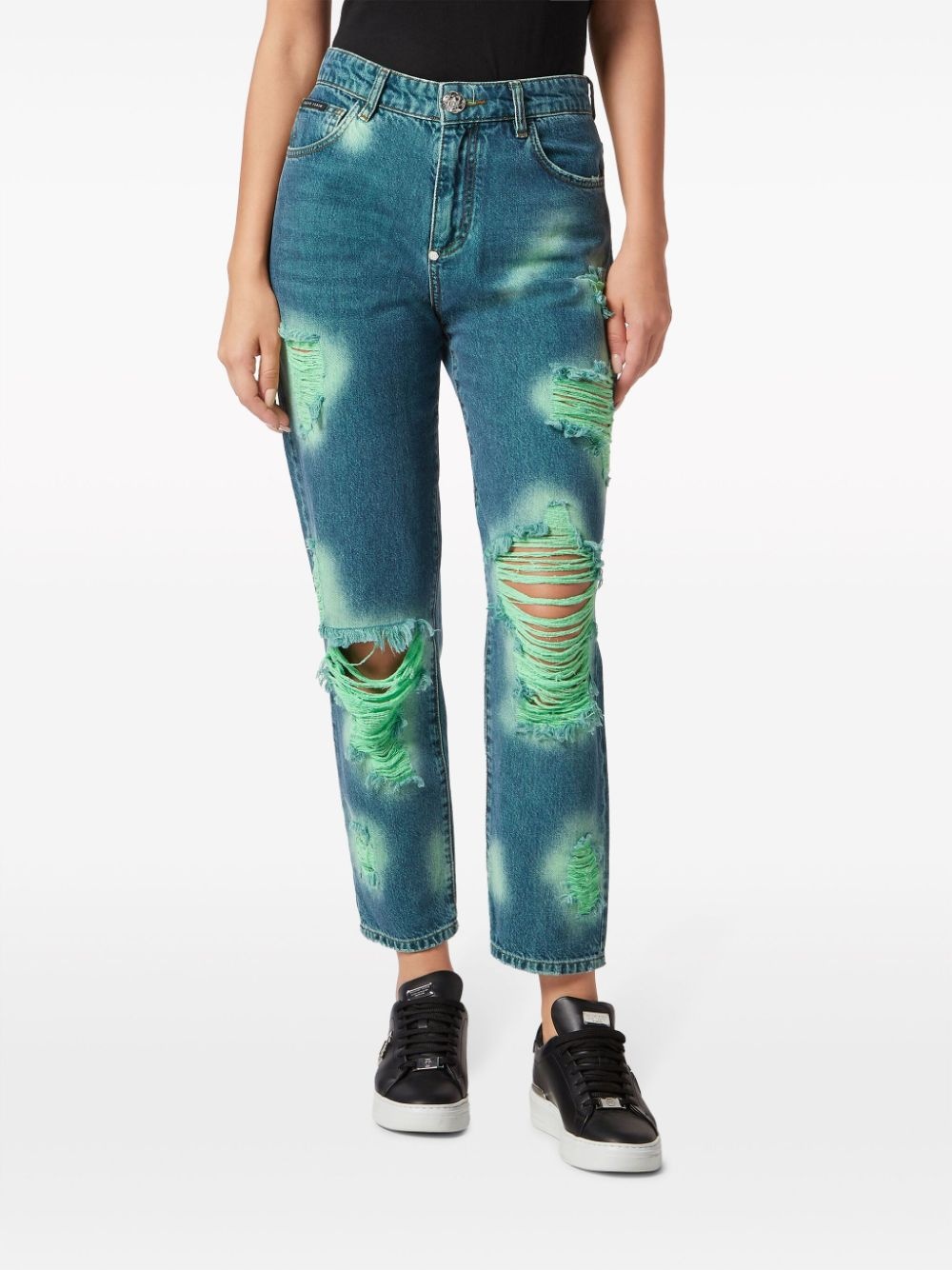 tie-dye frayed jeans - 3