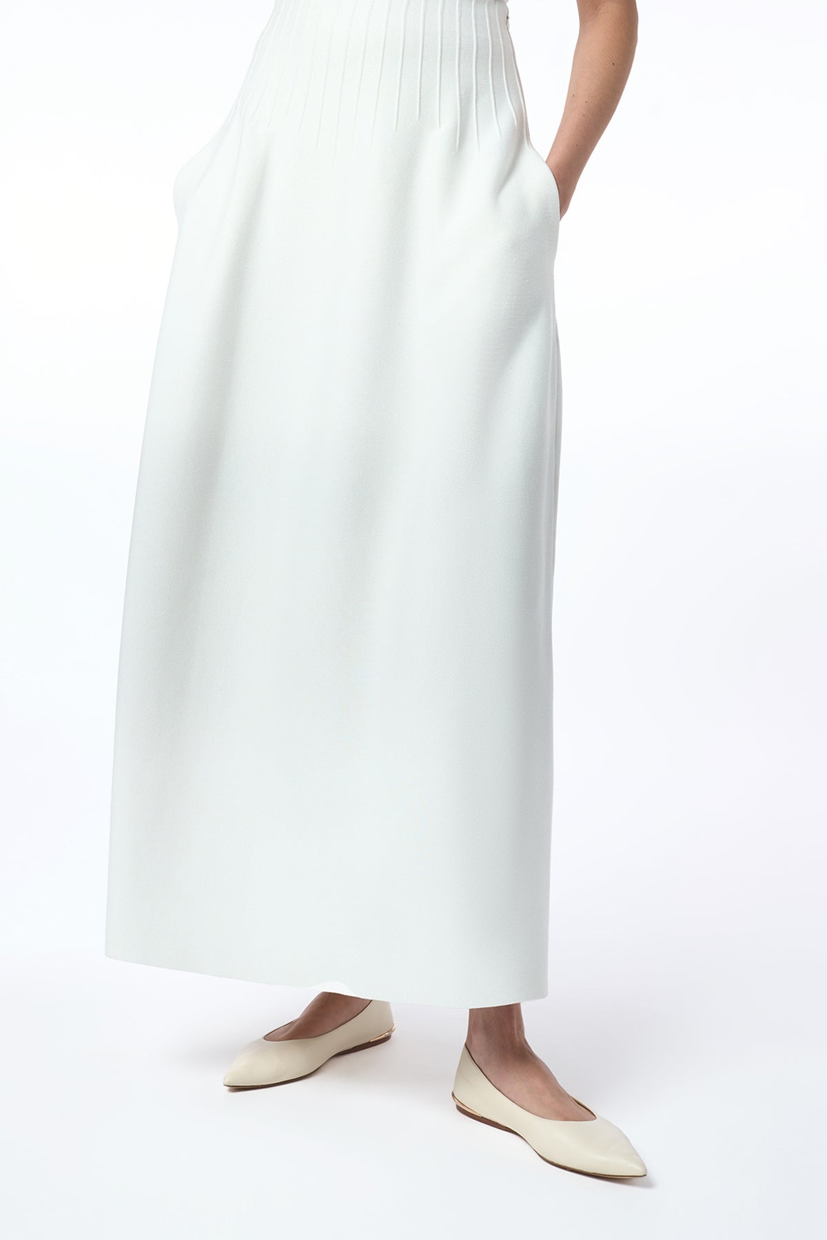 Annamaria Knit Maxi Skirt in Ivory Silk - 2