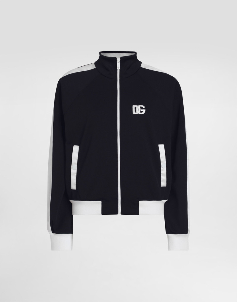 Zip-up triacetate sweatshirt with DG logo embroidery 1