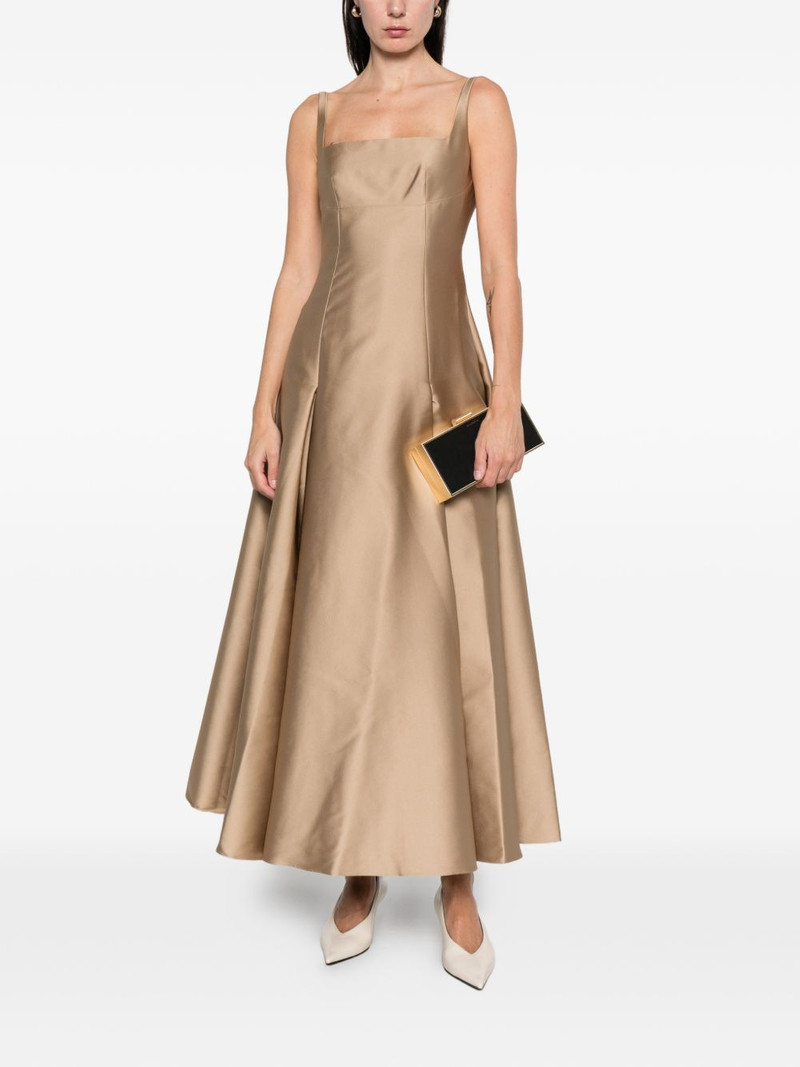 ROLAND MOURET square-neck pleated maxi dress outlook