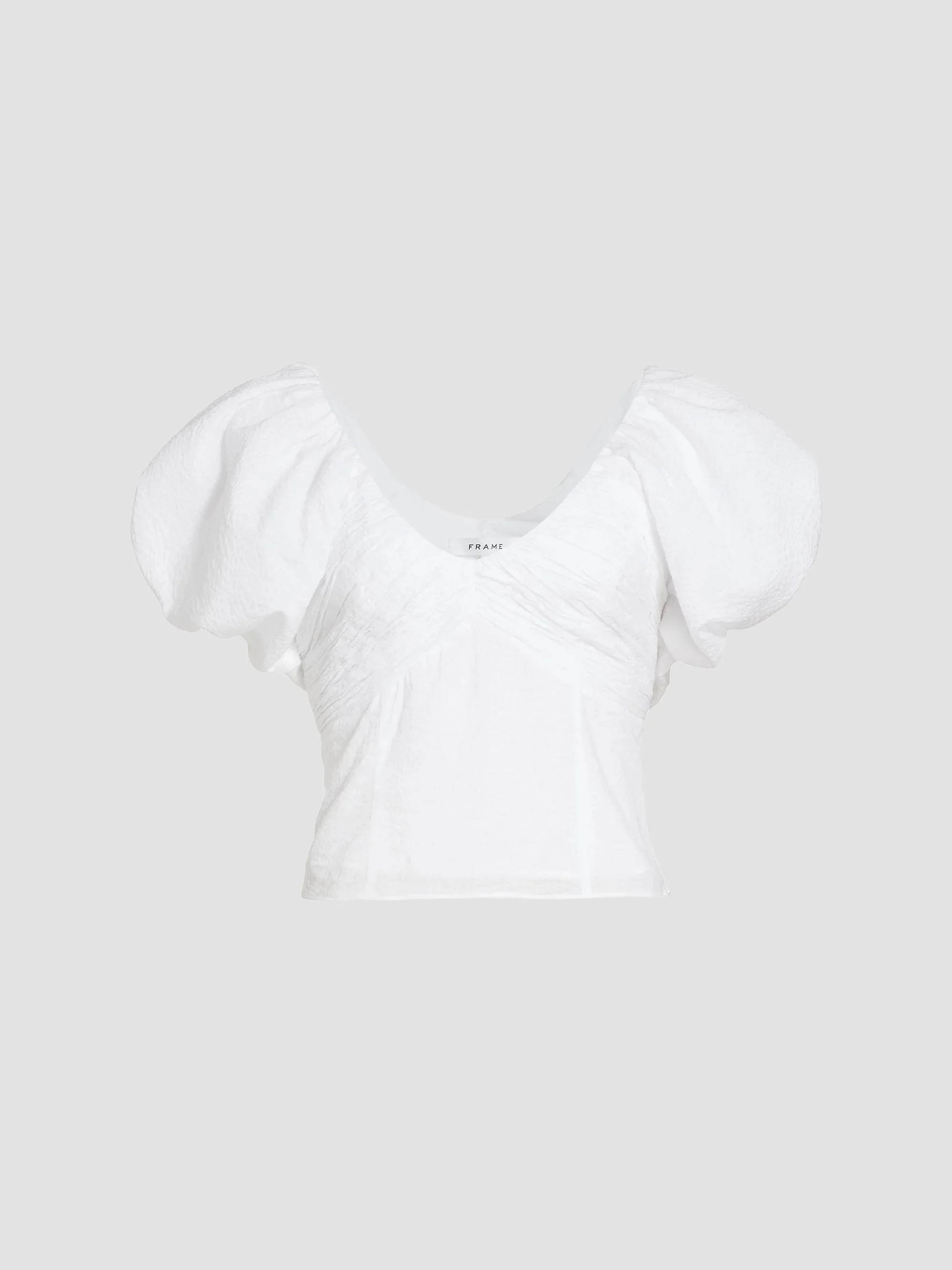 Women's Puff-Sleeve Seersucker Top - Blanc - 1