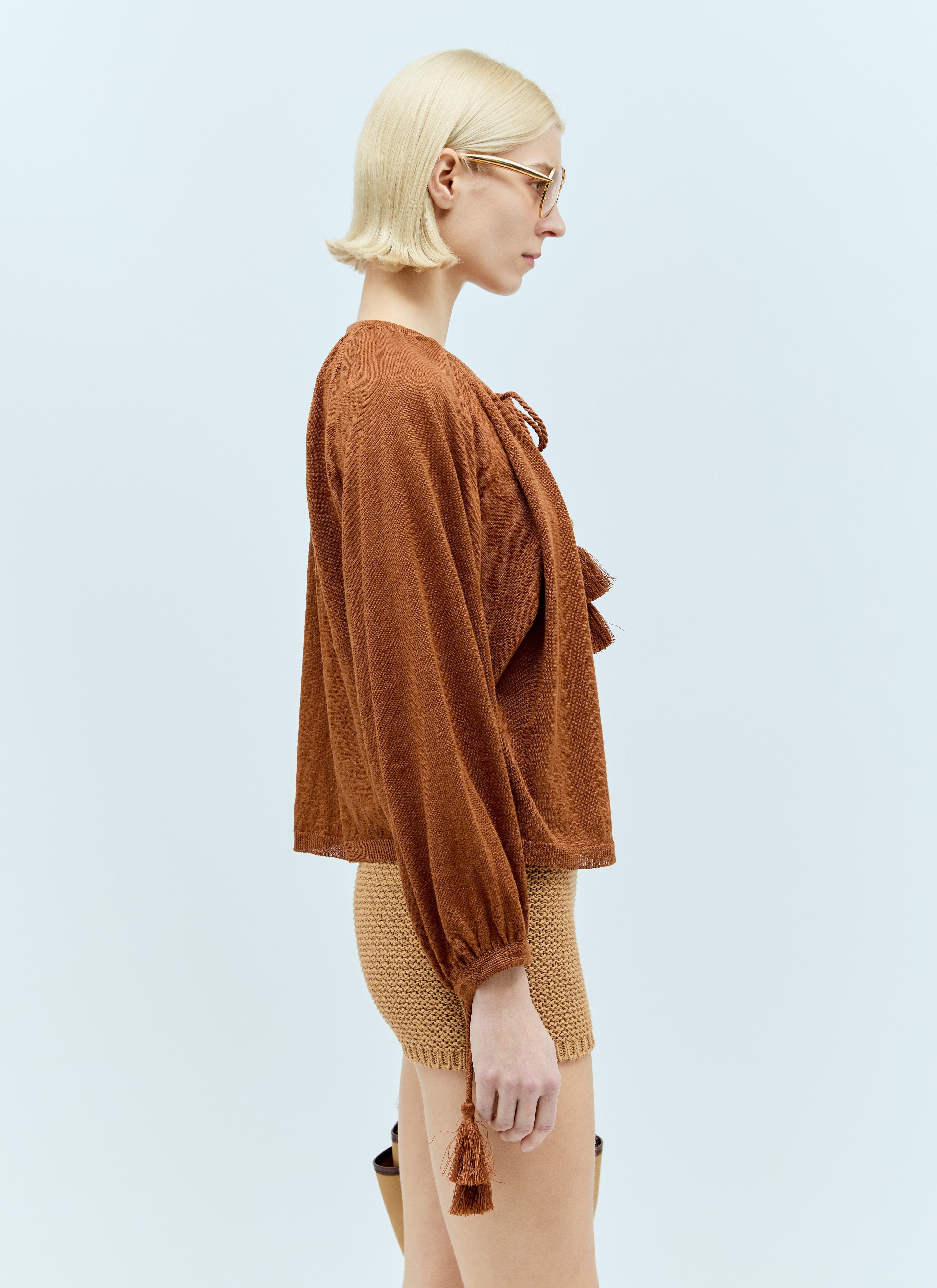 Max Mara Women Linen Tassel Top - 6