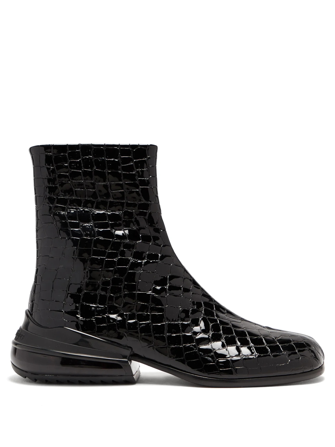 Tabi split-hoe crocodile-effect leather boots - 1