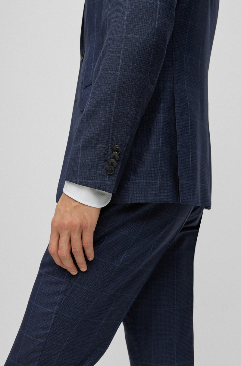 THREE-PIECE SLIM-FIT SUIT IN CHECKED VIRGIN WOOL 6