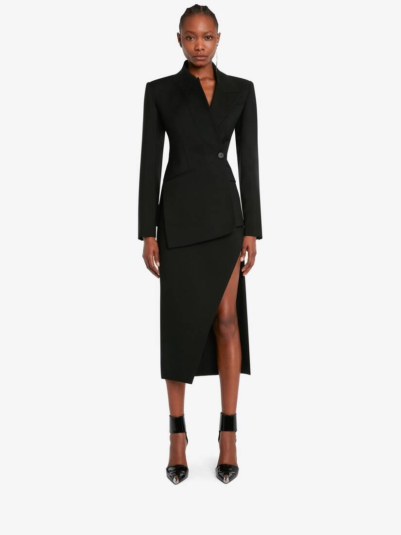 Women's Twisted Spliced Jacket in Black - 2