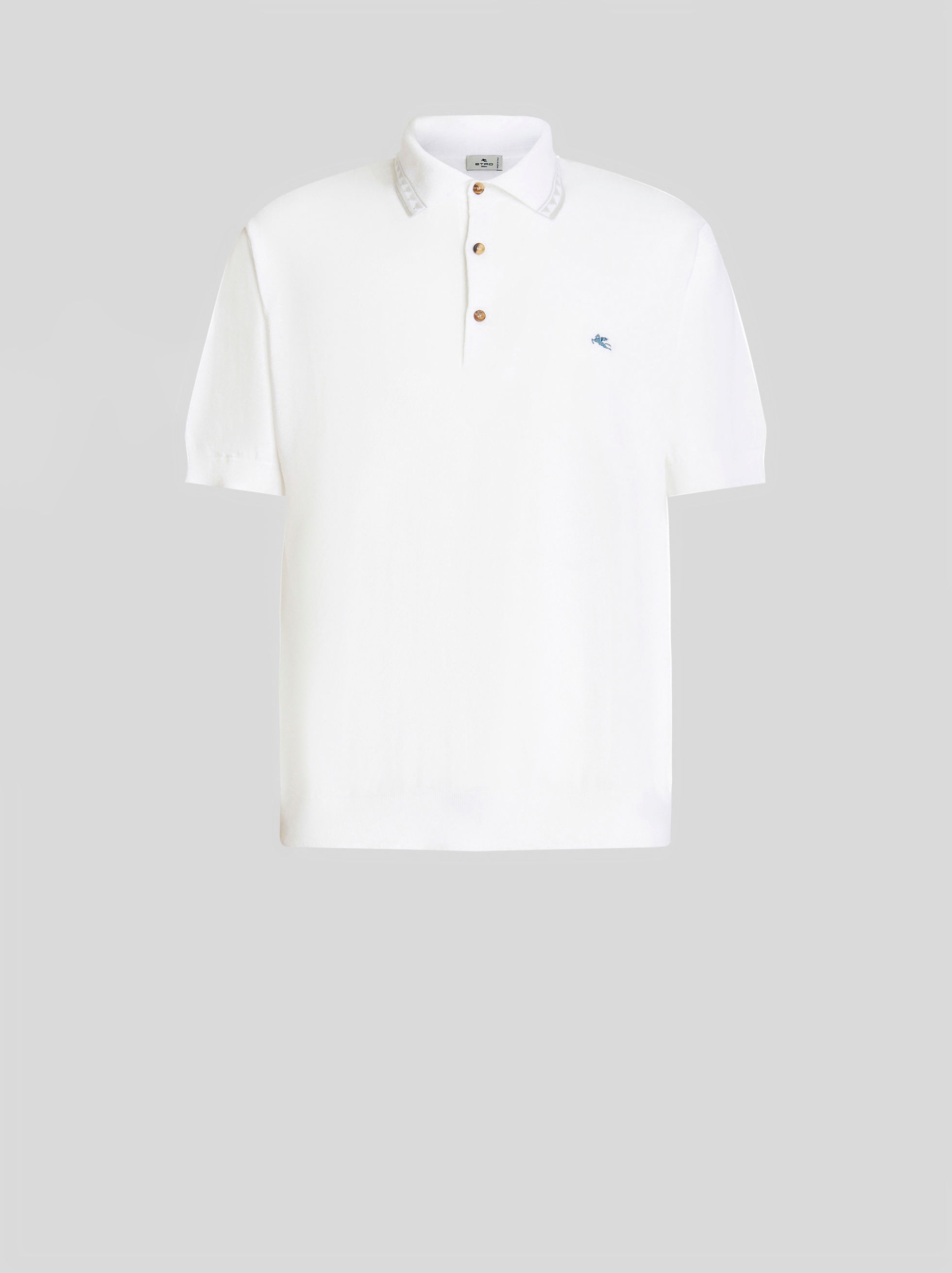 JERSEY POLO SHIRT WITH DECORATIVE GRECA - 1