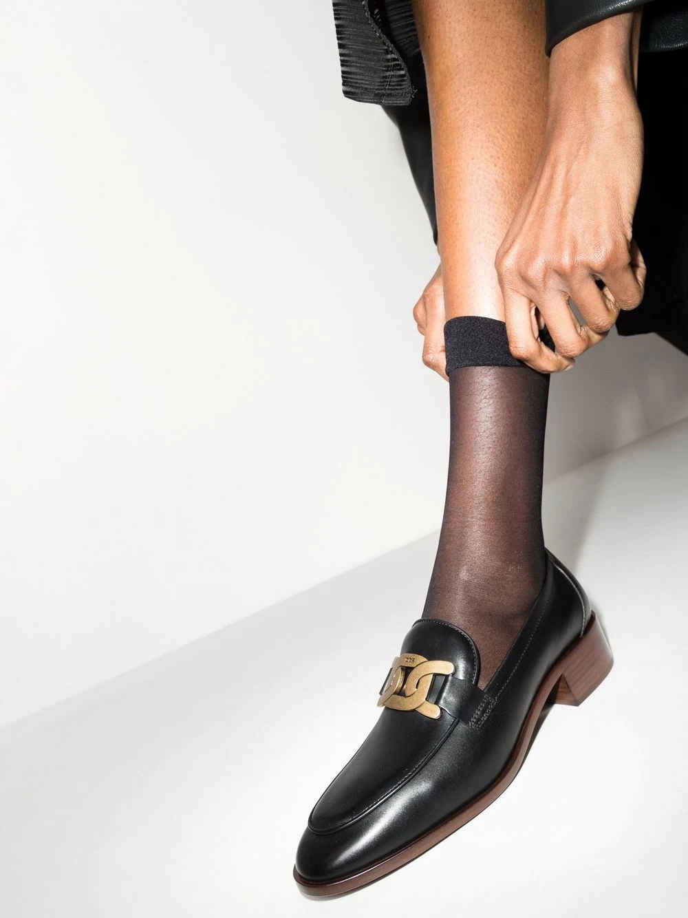 chain-link detail loafers - 3