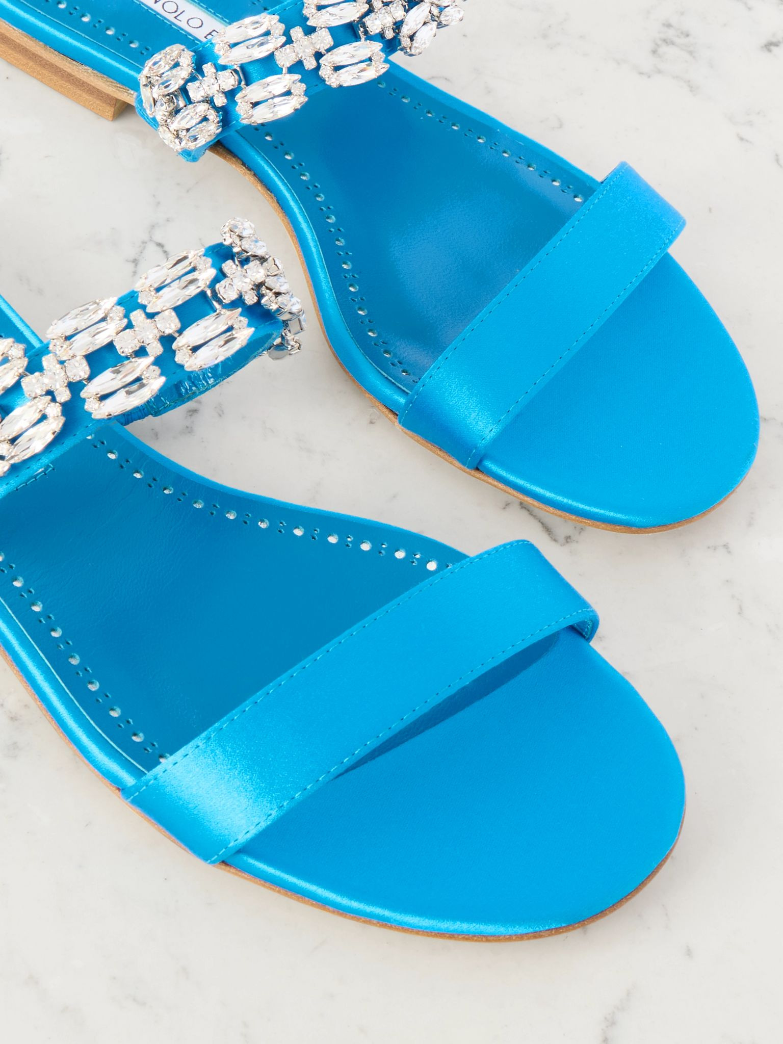 Sakota crystal-embellished satin flats Light blue - 4