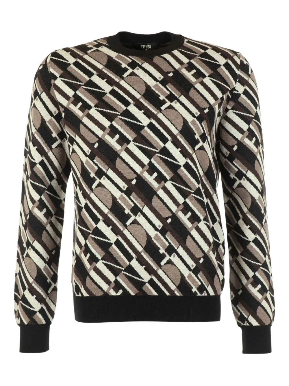 patterned crew-neck sweater - 1