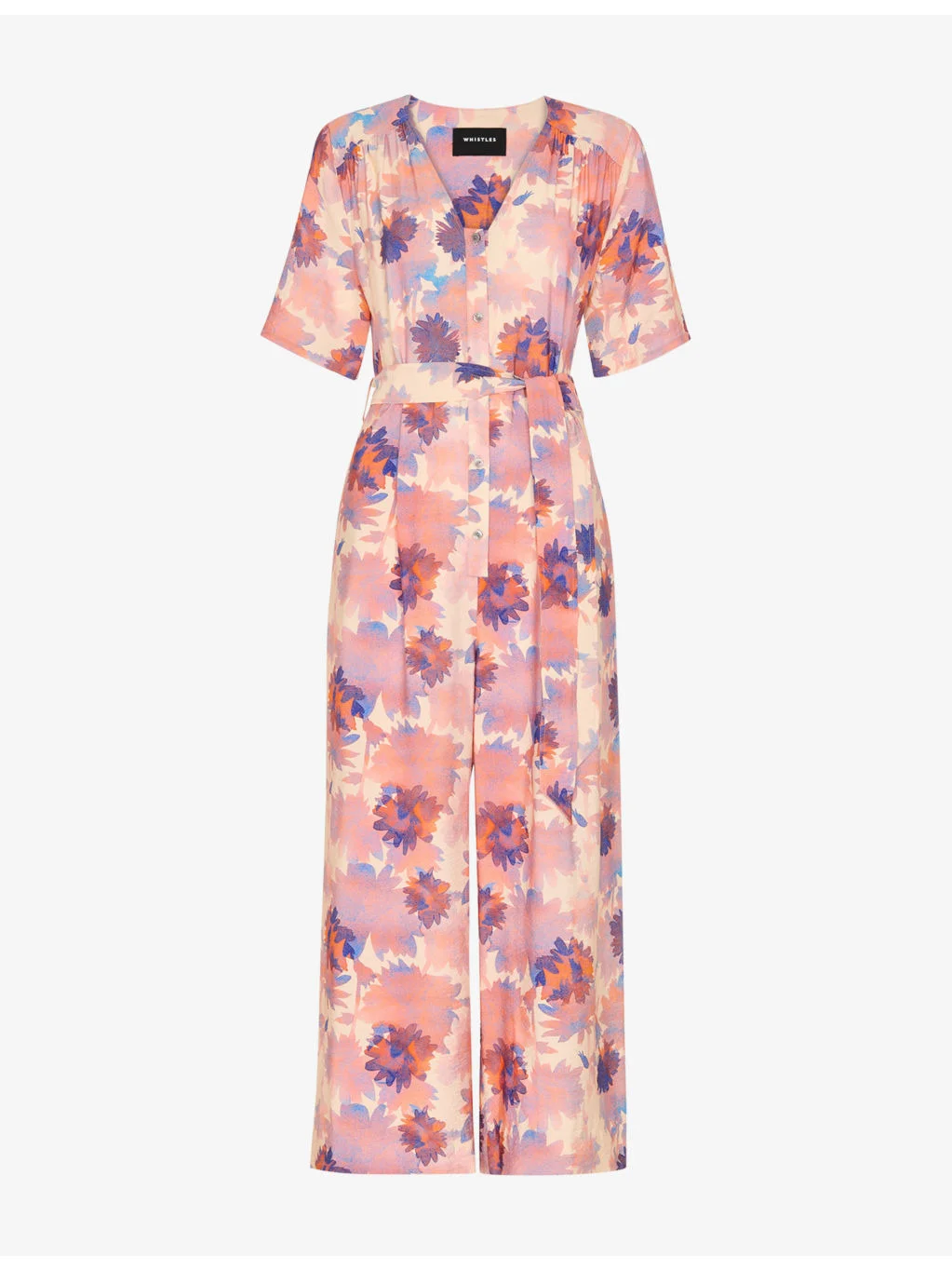Floral-Print Button-Down Woven Jumpsuit - 1
