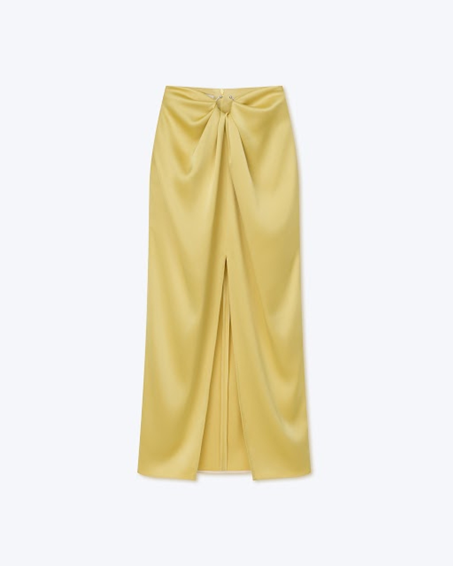 EMIKO - Slip satin sarong-style midi skirt - Yellow - 1