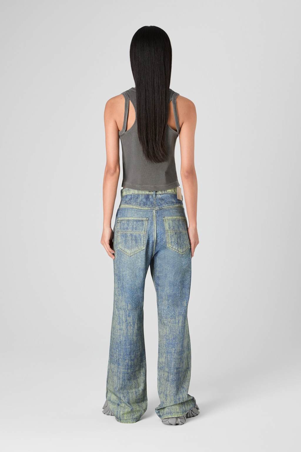 Sand Blue Paint Print Denim Jeans - 5