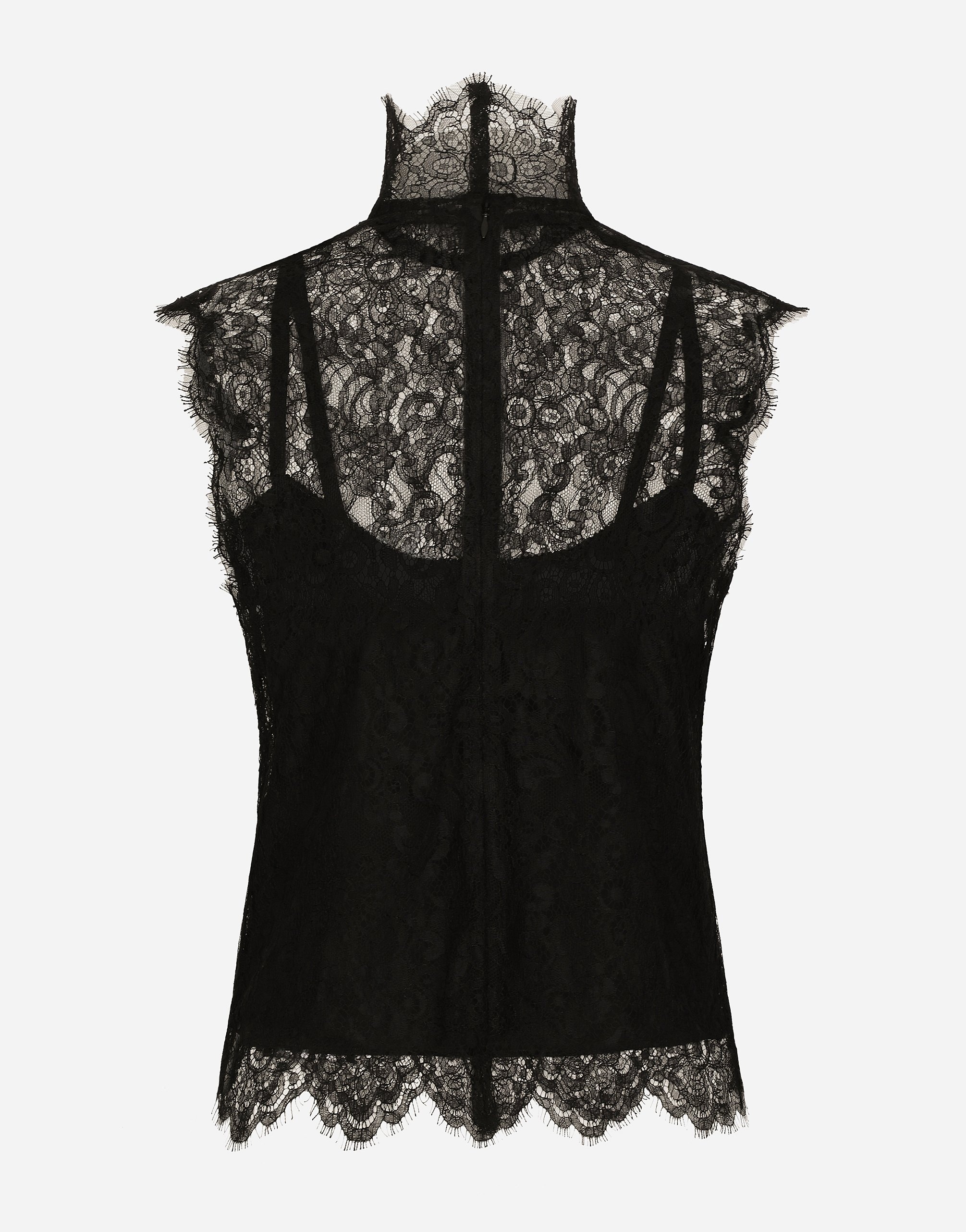 Sleeveless Chantilly lace top - 2