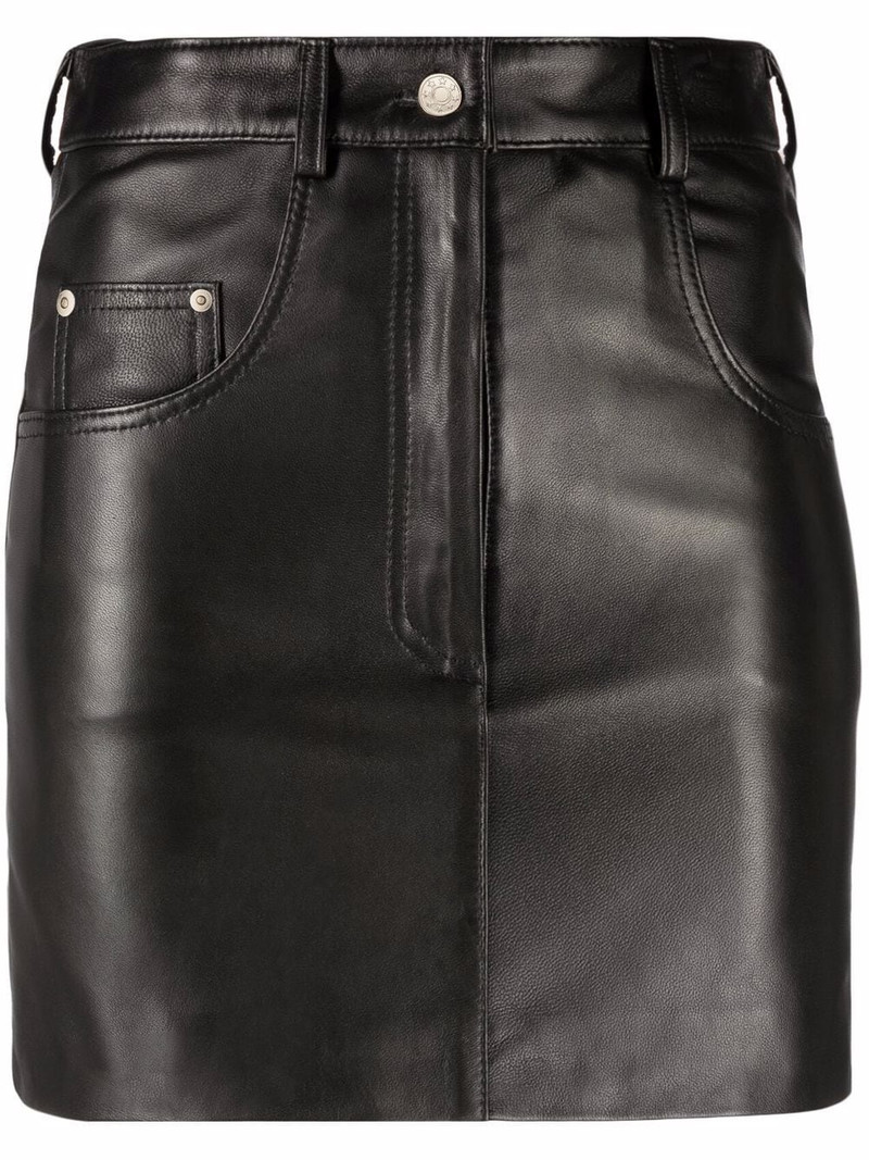 five-pocket leather mini skirt 1