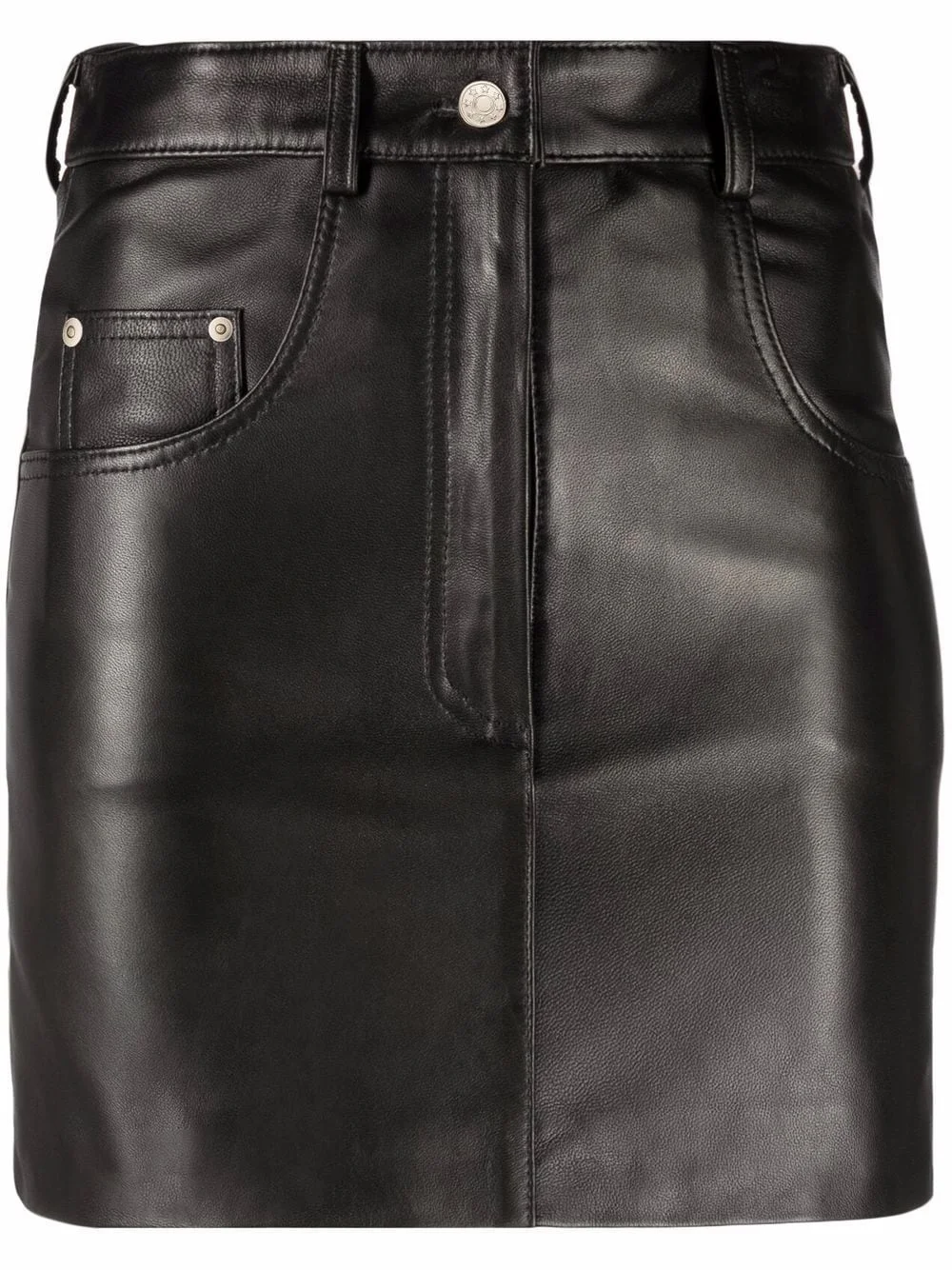five-pocket leather mini skirt - 1
