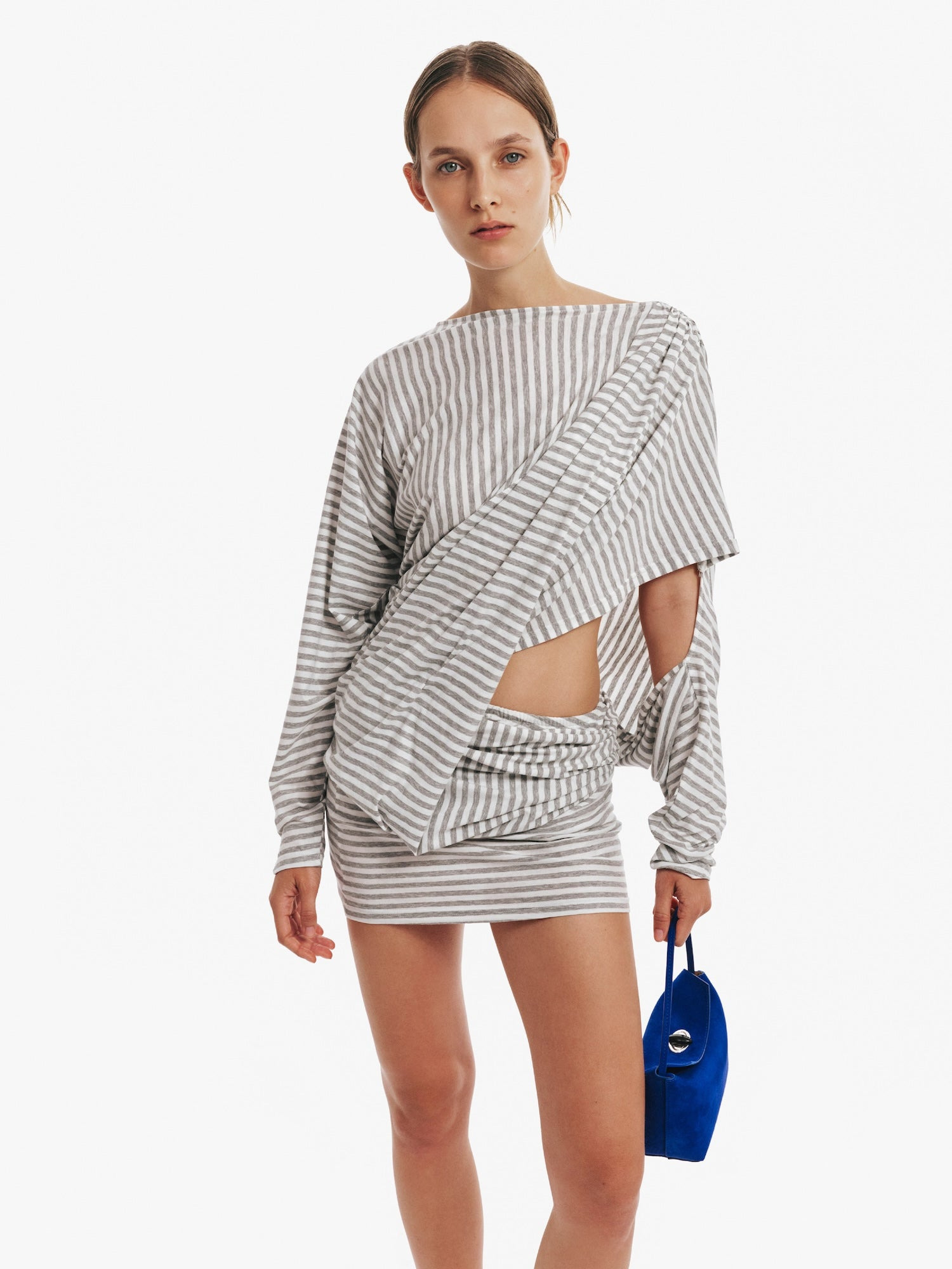 Aiba Draped Cotton Jersey Long Sleeve Dress - 5