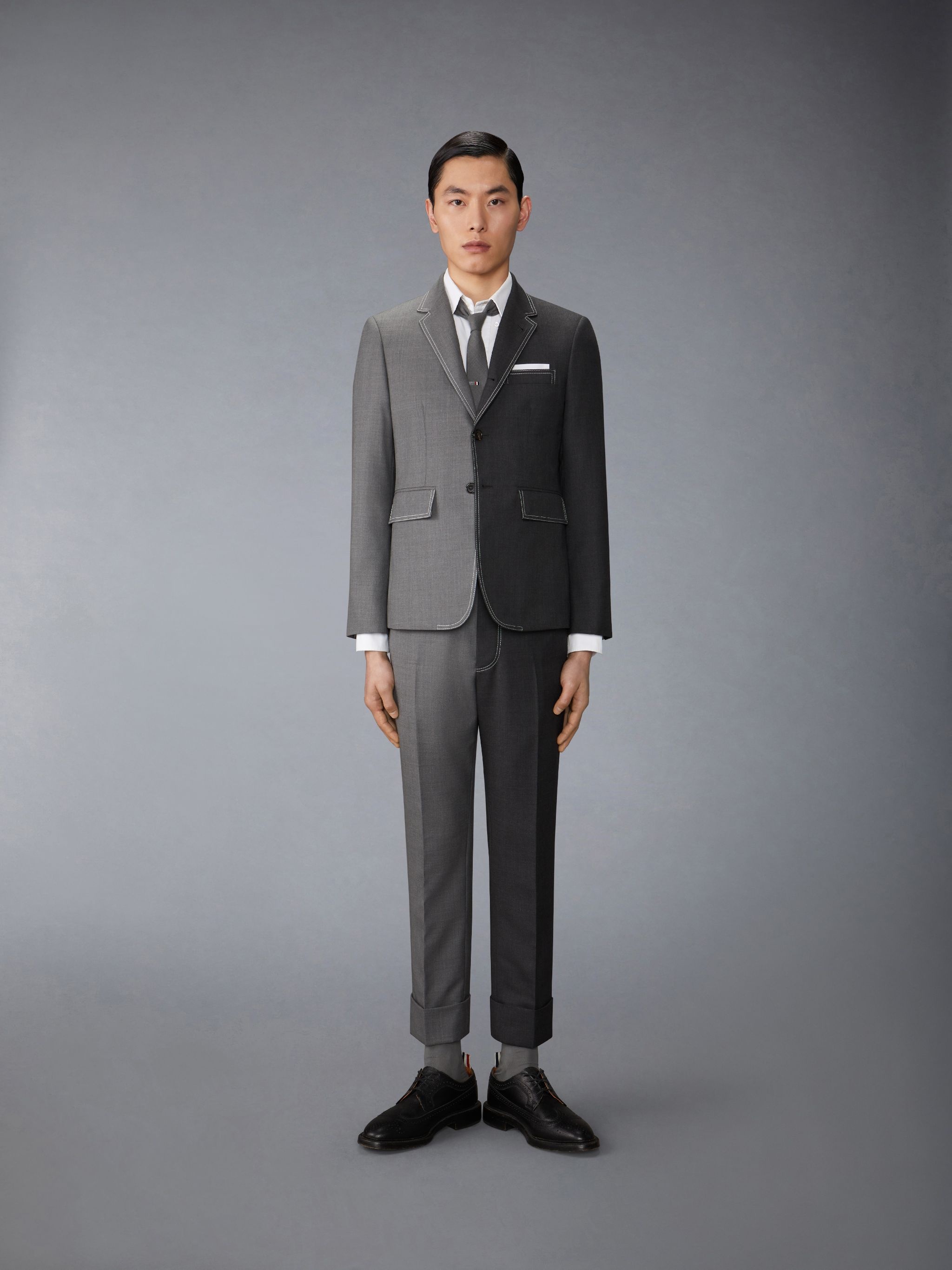 Funmix Twill Contrast Topstitching Classic Sport Coat - 3