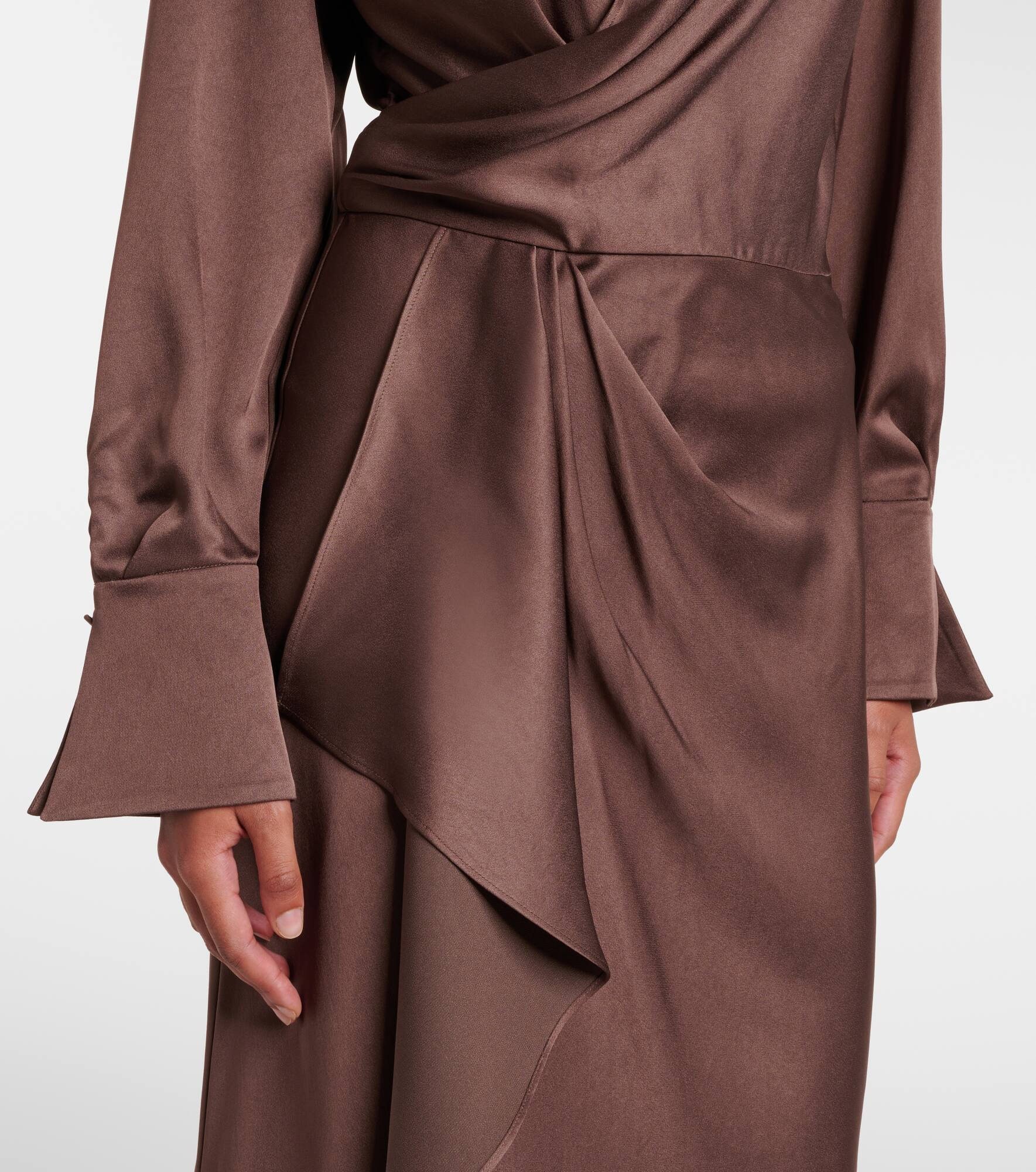 Talita draped satin wrap dress - 5